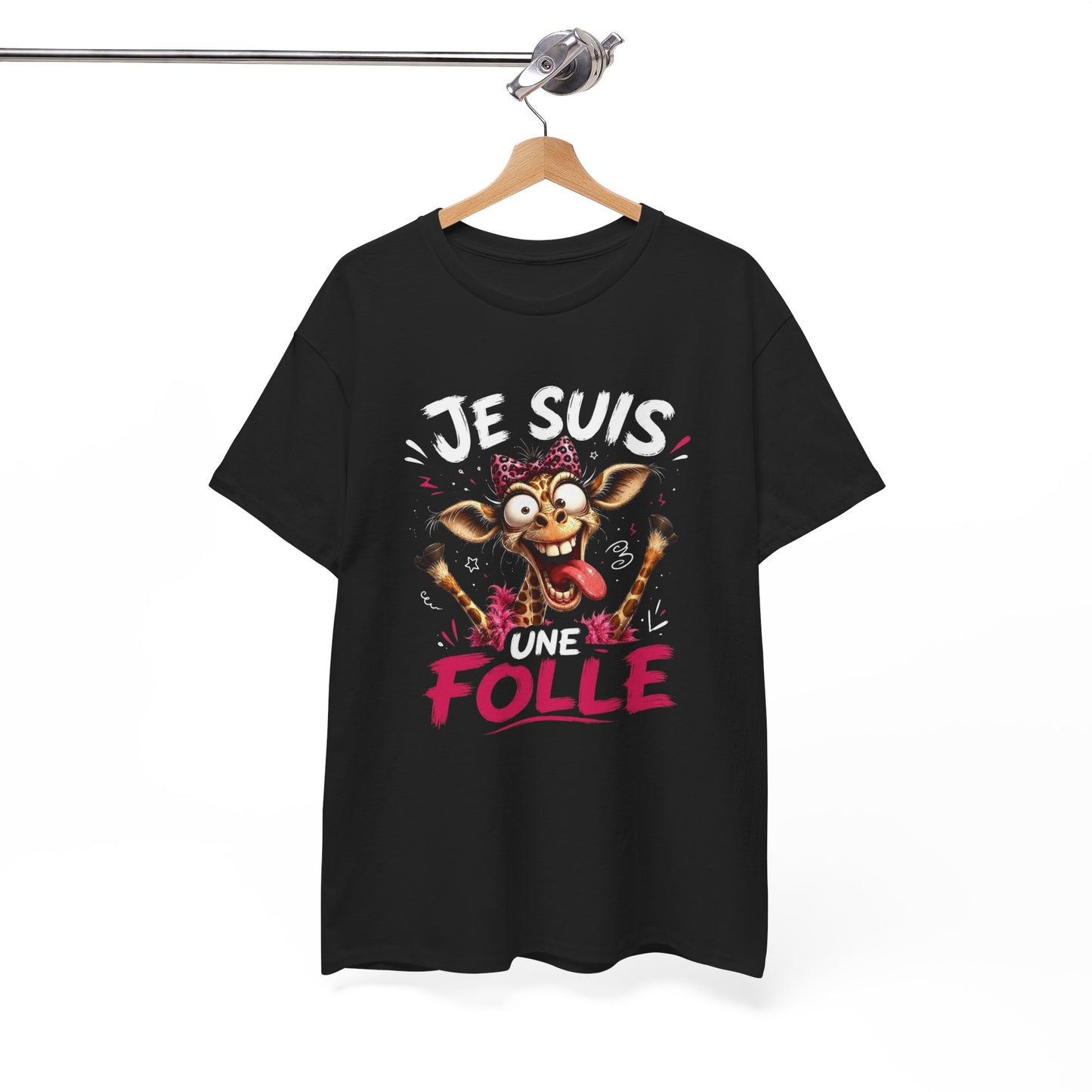 Tee-Shirt Femme Je Suis Une Folle – Girafe Folle Cartoon Humoristique – Cadeau Femme Drôle