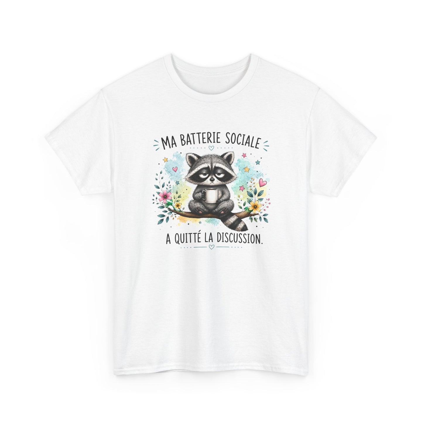 Tee-Shirt Humour Homme et Femme – Raton Laveur Drôle Fatigué – Idée Cadeau Original Introverti Animal Mignon Anniversaire