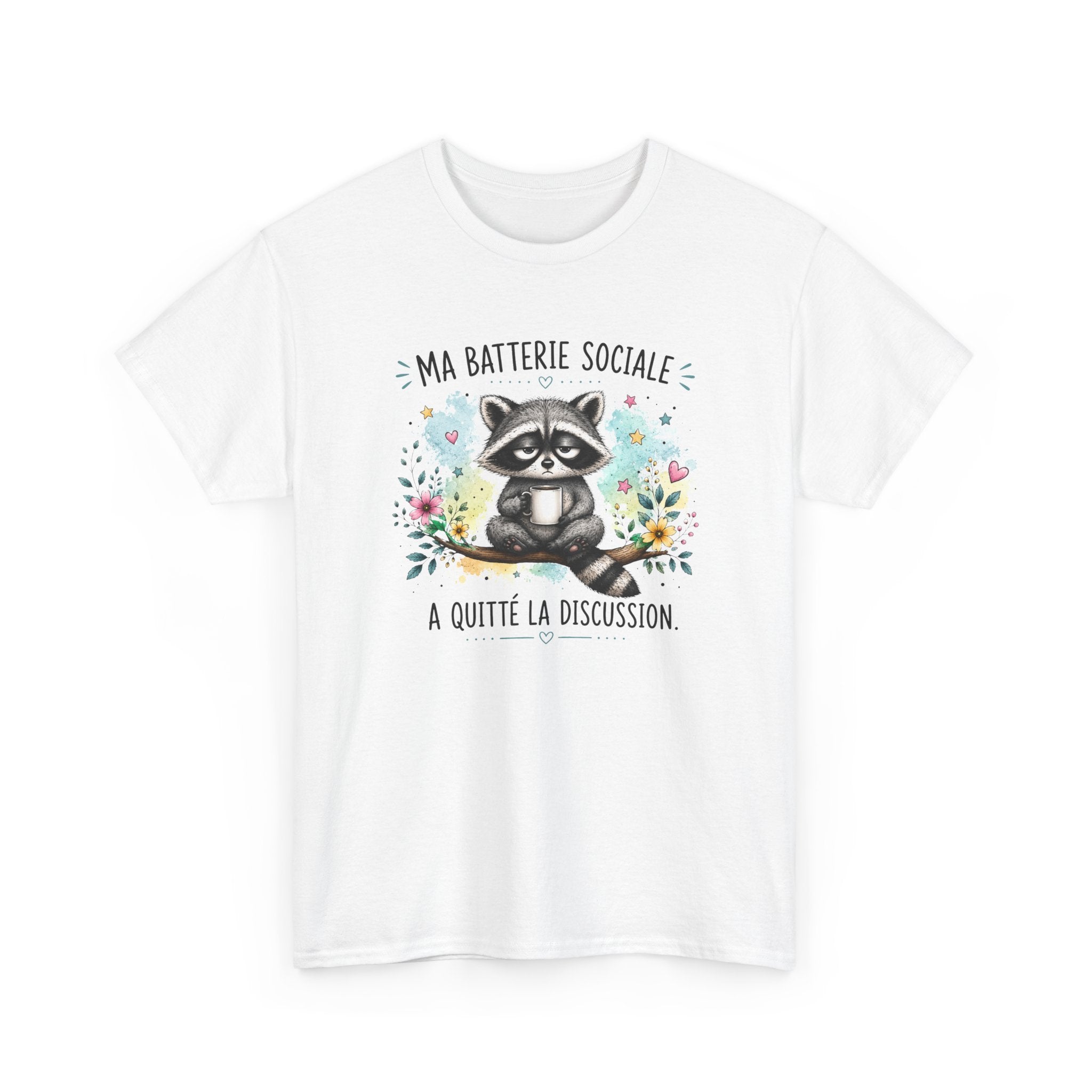 Tee-Shirt Humour Homme et Femme – Raton Laveur Drôle Fatigué – Idée Cadeau Original Introverti Animal Mignon Anniversaire