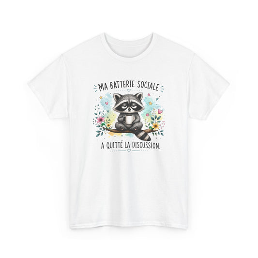Tee-Shirt Humour Homme et Femme – Raton Laveur Drôle Fatigué – Idée Cadeau Original Introverti Animal Mignon Anniversaire