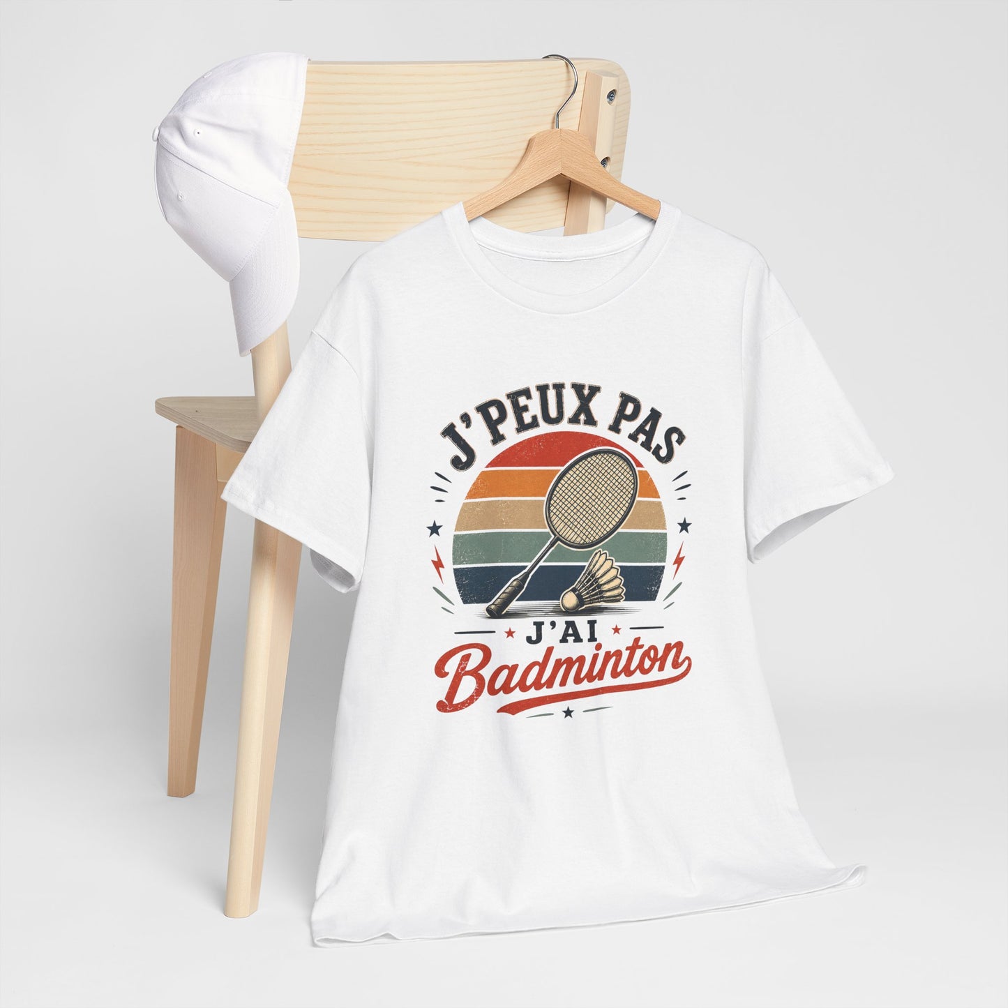 T-Shirt Badminton Homme Femme – J’Peux Pas J’Ai Badminton – Tee Shirt Raquette Volant Vintage Joueur Badiste Sport Entraînement Cadeau Passion Badminton