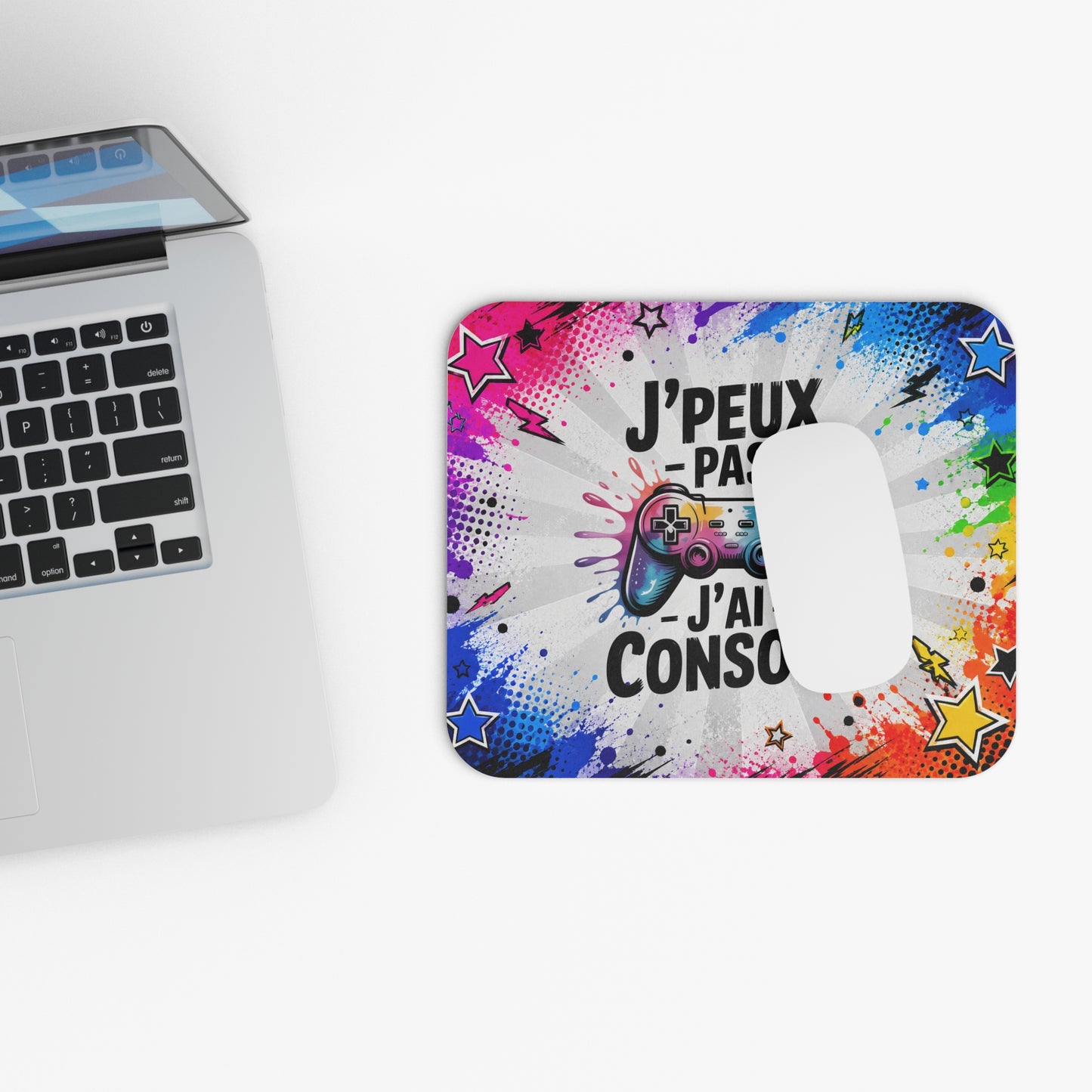 Tapis de Souris 22x18cm J'Peux Pas J'ai Console Humour Gamer Manette Gaming Cadeau Joueur Homme Femme Console Jeux Vidéo Bureau