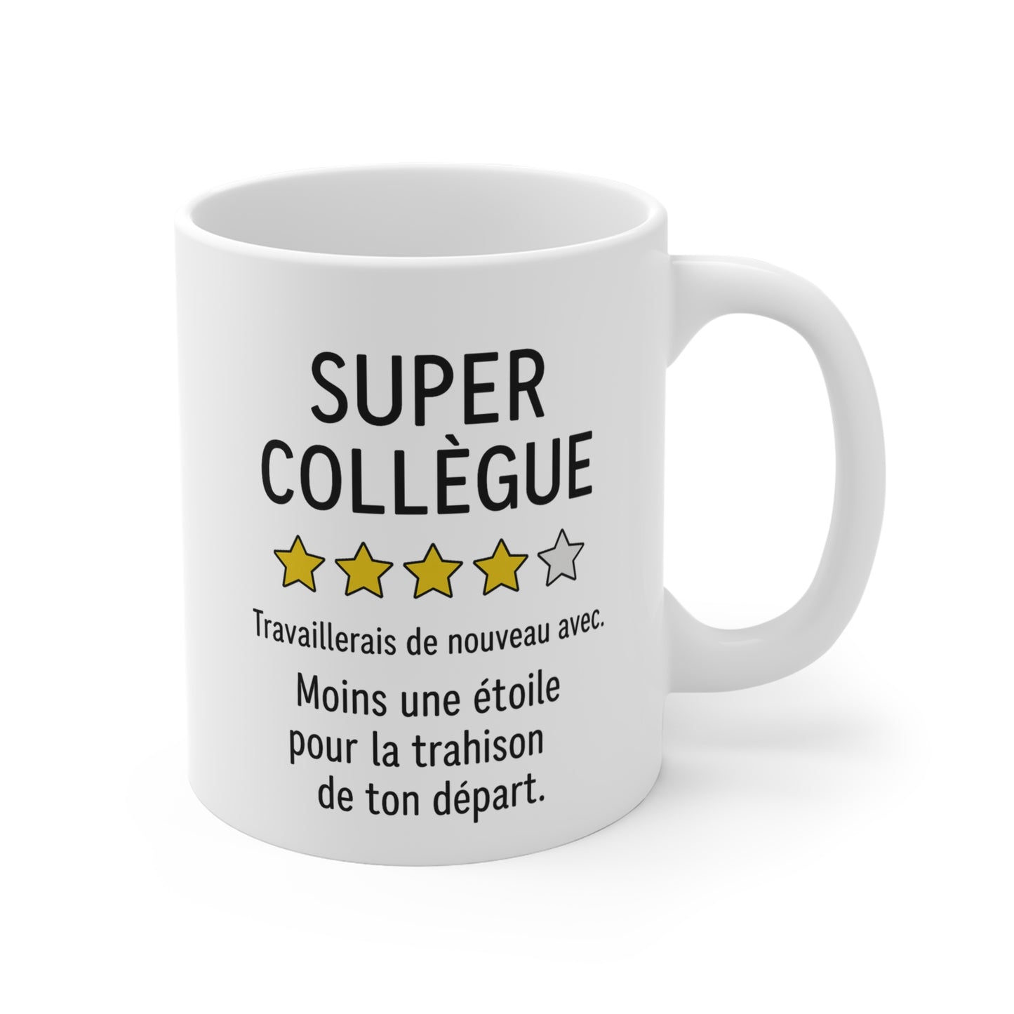 Mug Drôle Départ Collègue – « Super collègue, moins une étoile pour ton départ » – Cadeau Pot de Départ, Bureau 325ml