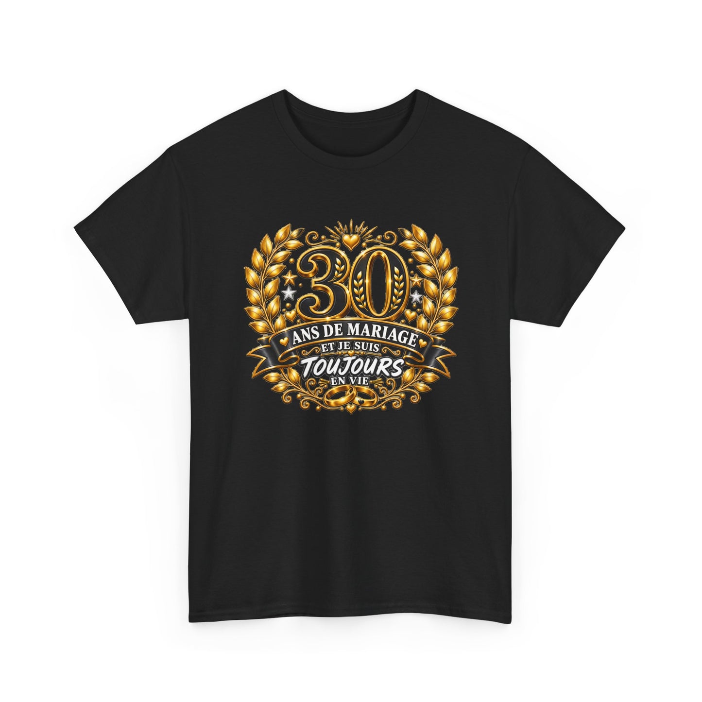 Tee Shirt 30 Ans de Mariage Homme Femme – Toujours en Vie – T-Shirt Humour Anniversaire de Mariage Couple Cadeau Original