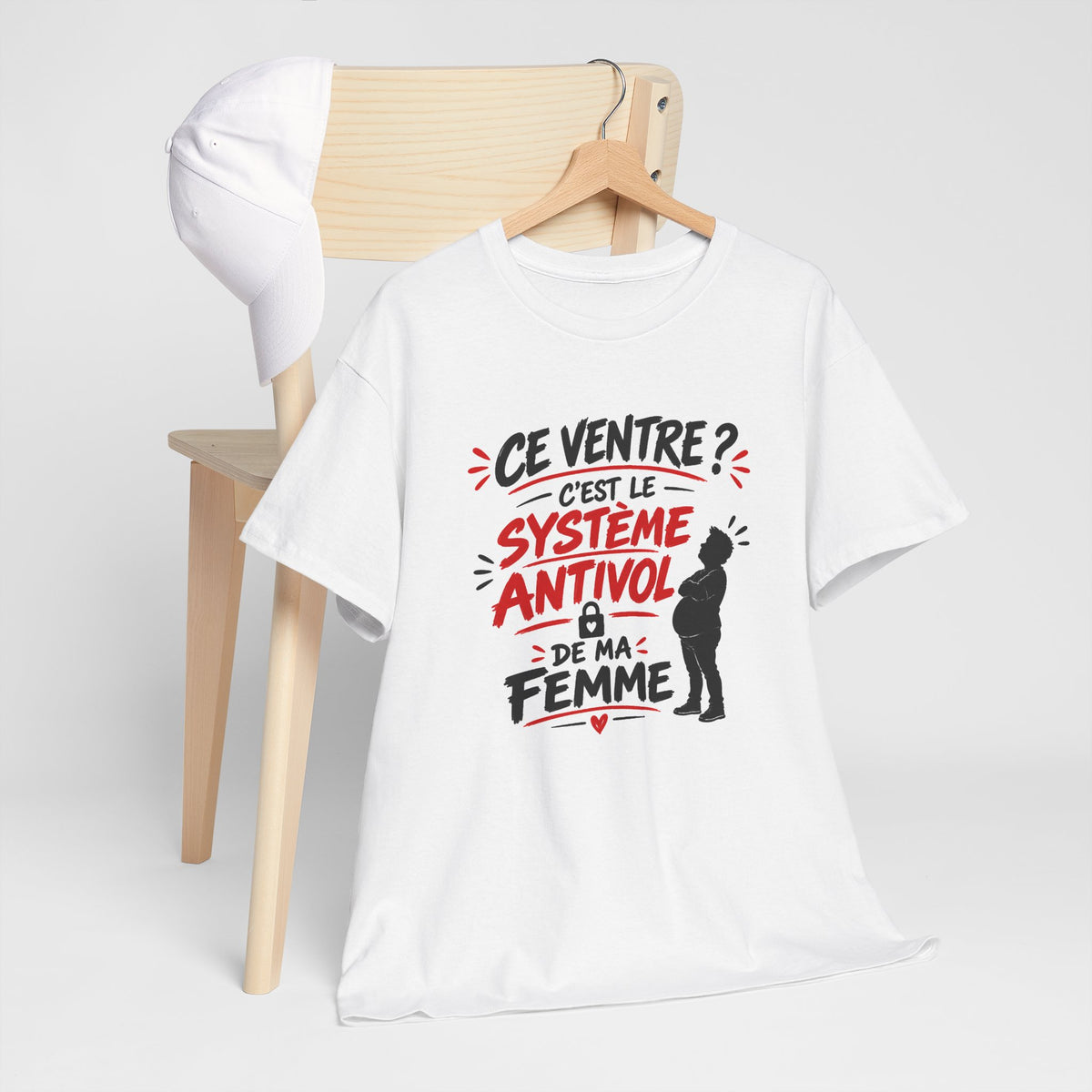 Tee Shirt Homme Humour Couple – Ce Ventre C’est le Système Antivol de Ma Femme – T-Shirt Drôle Idée Cadeau Mari Conjoint
