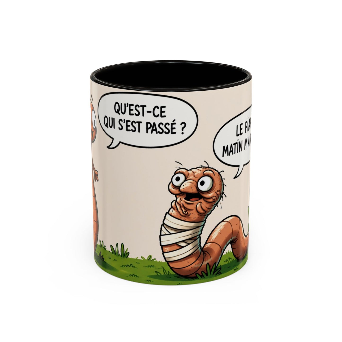 Tasse Ver de Terre Humoristique – Mug “Le Piaf Du Matin M’a Repéré” – Cadeau Drôle Homme Femme 325ml