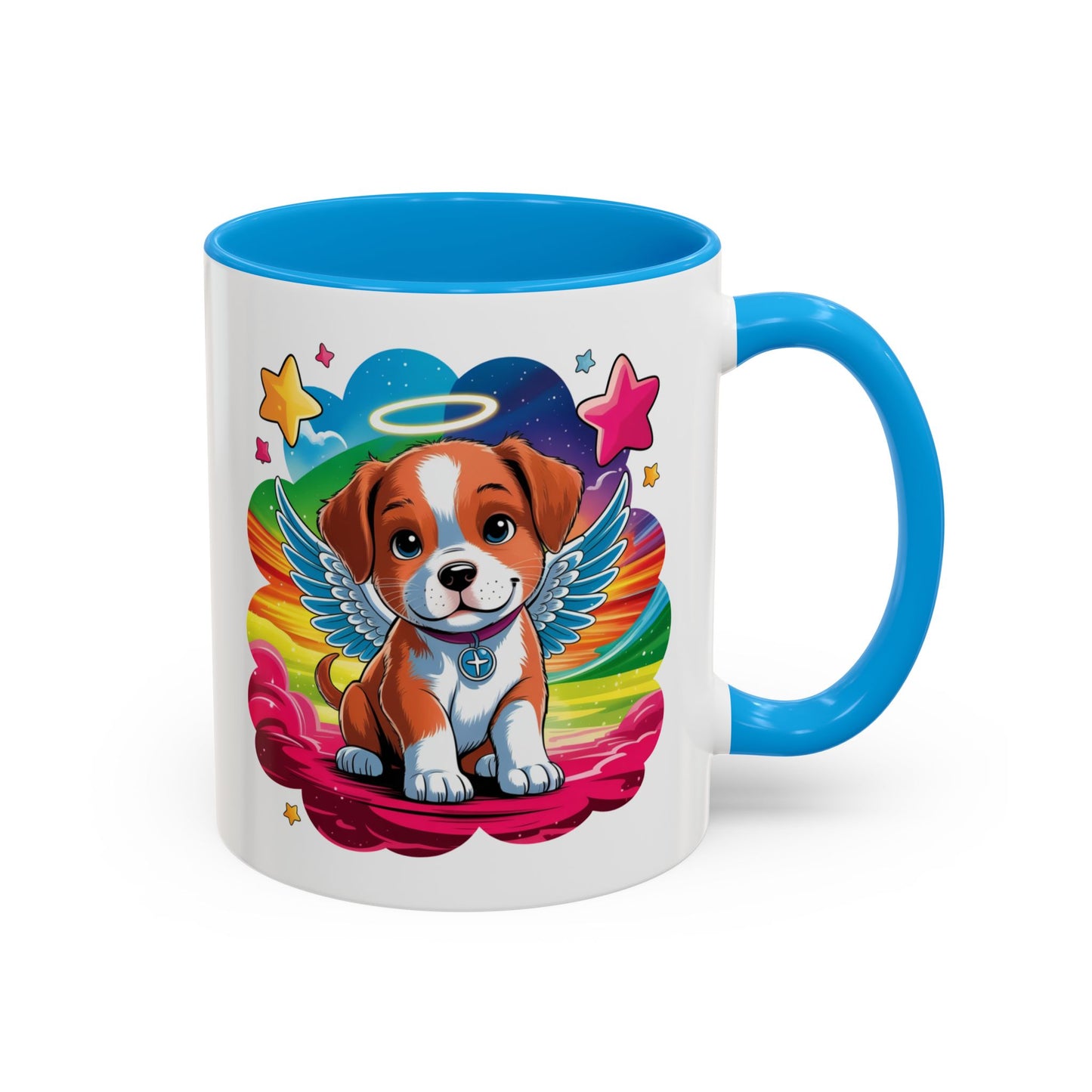 Mug Chiot Ange avec Ailes et Halo – Tasse Kawaii Colorée Cadeau Original Amoureux des Chiens – Céramique 325ml