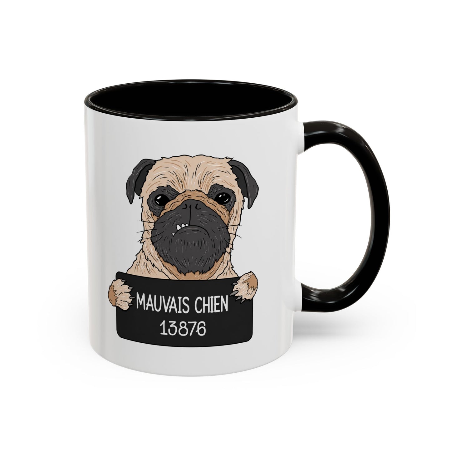 Mug Carlin Humoristique – Tasse Originale pour Propriétaire d’Animal – Idée Cadeau Drôle Homme et Femme – 325 ml Noir Bleu Rouge