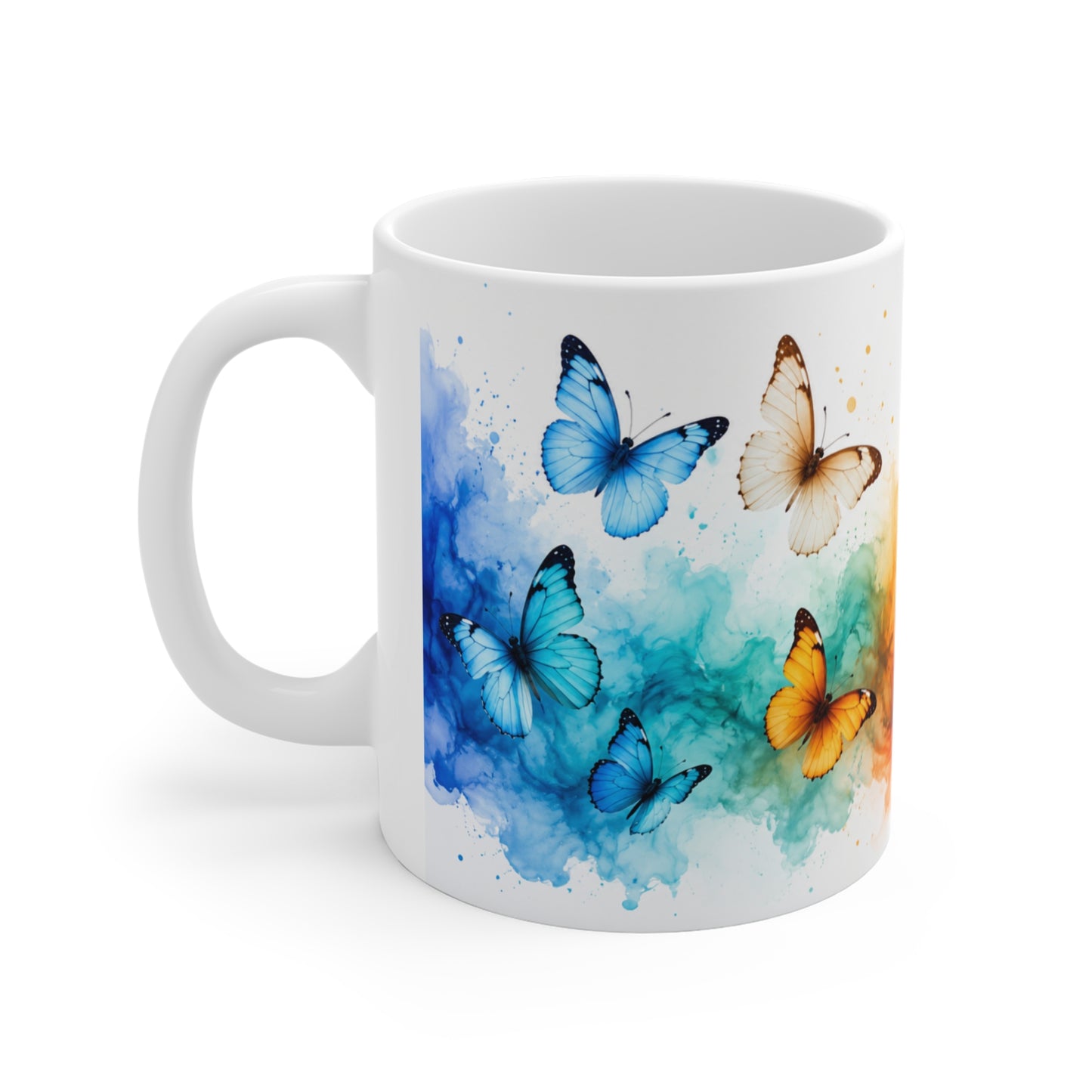 Tasse Papillons Aquarelle Colorée – Mug Nature Artistique et Féminin – Cadeau Femme 325ml