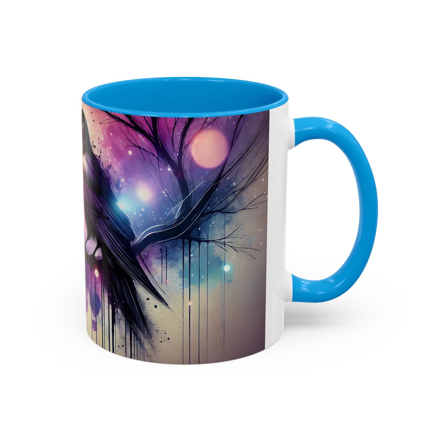 Mug Corbeau Mystique – Tasse Gothique Violet et Bleu avec Oiseau Fantastique – Cadeau Fantasy et Univers Sombre 325ml