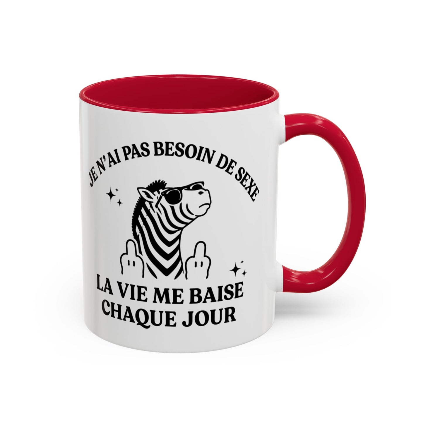 Mug Zèbre Humoristique – Tasse Humour Noir et Sarcasme – Cadeau Original Adulte – Céramique 325ml Noir Bleu Rouge