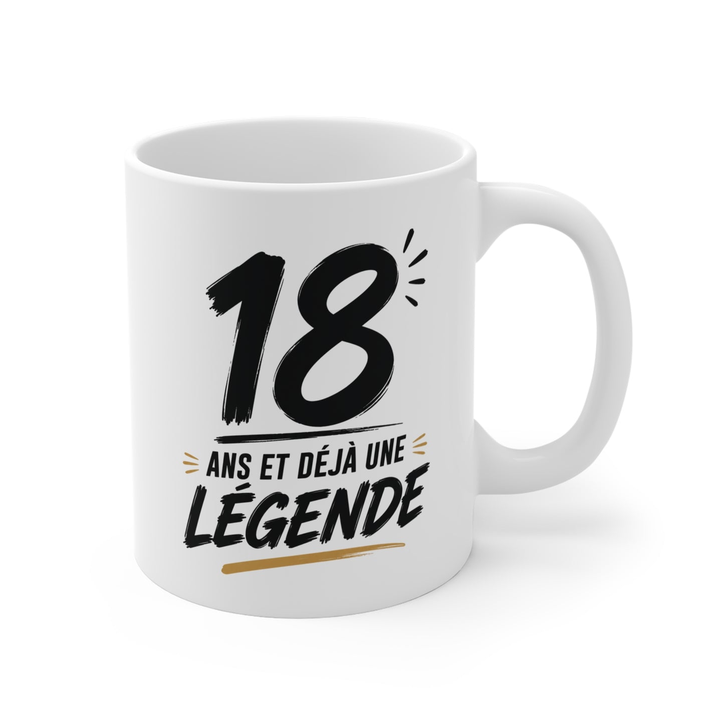 Tasse 18 Ans et Déjà une Légende – Mug Anniversaire 18 Ans Homme Femme – Cadeau Original Majorité 325 ml