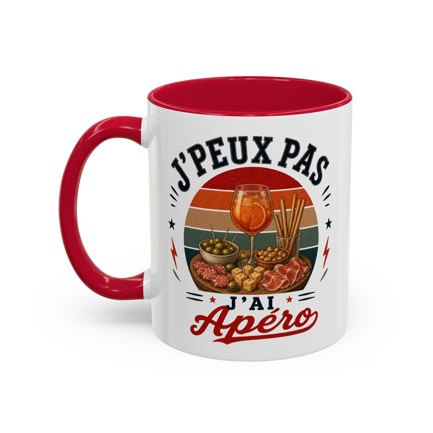 Tasse J’Peux Pas J’Ai Apéro – Mug Humour Apéritif Vintage – Cadeau Convivialité Homme Femme 325ml