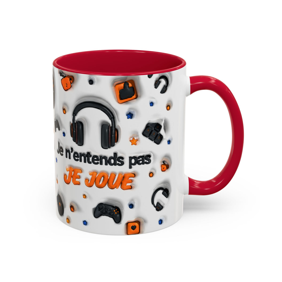 Mug Gamer « Je n’entends pas, je joue » – Tasse Gaming avec Casque, Manettes et Clavier – Cadeau Original Joueur Jeux Vidéo