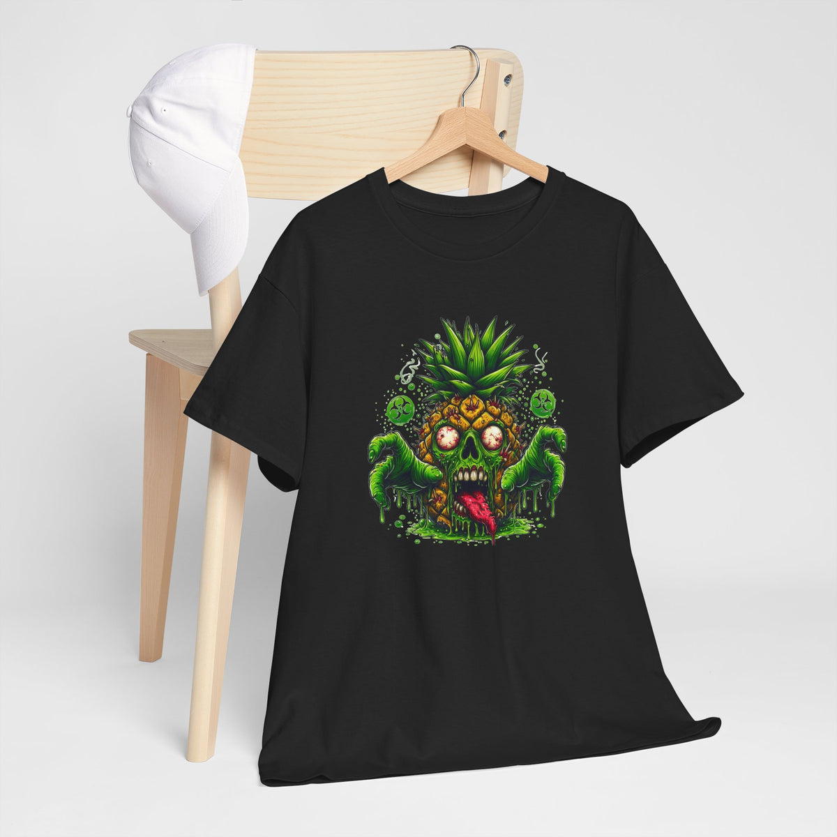 Tee Shirt Ananas Zombie Homme Femme – T-Shirt Ananas Monstre – Design Horreur Drôle Vert – Cadeau Original