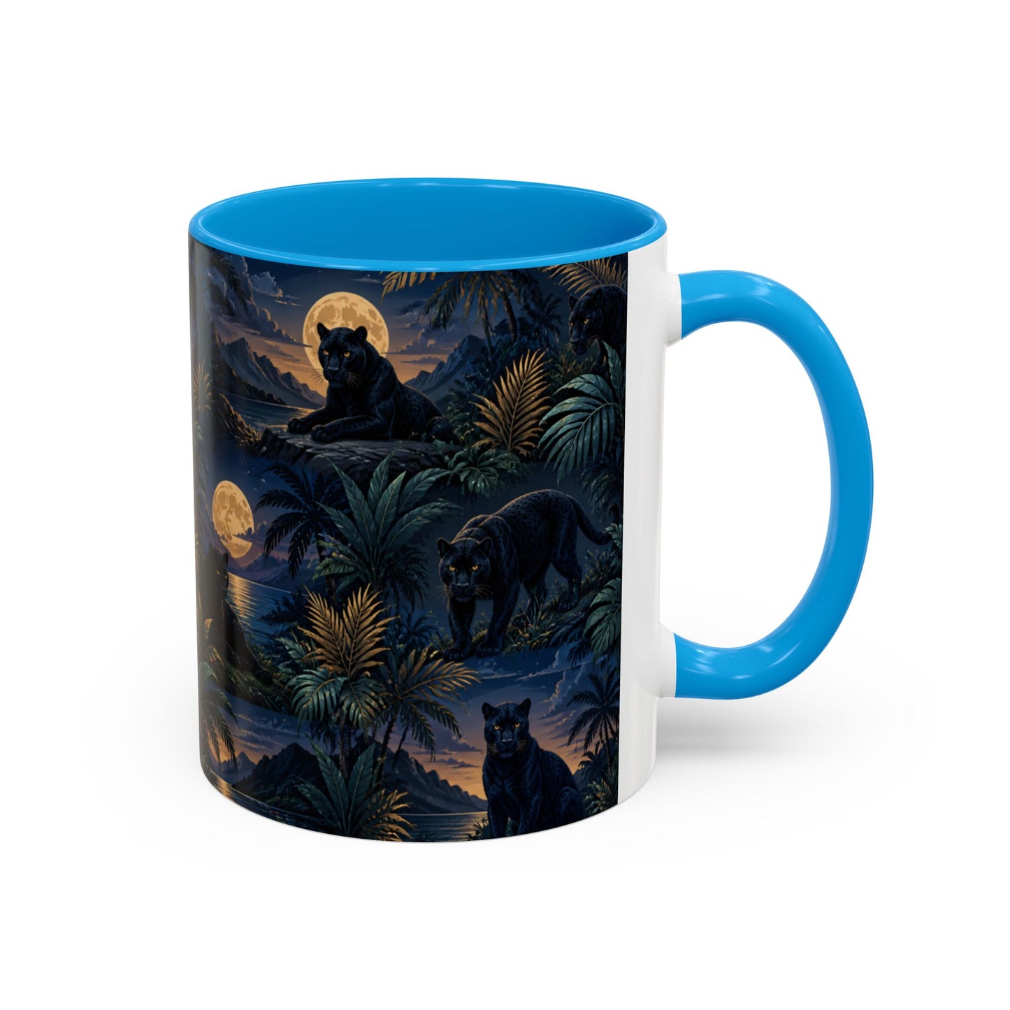 Tasse Panthère Noire Jungle Tropicale – Mug Animal Sauvage et Lune – Design Mystique Nocturne – Céramique 325ml