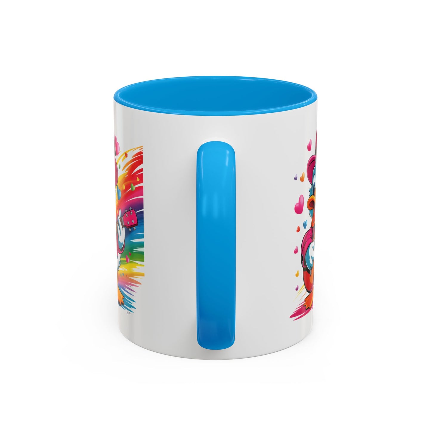 Mug Canard Musicien – Tasse Design Fun avec Guitare et Couleurs Arc-en-ciel – Cadeau Original 325ml