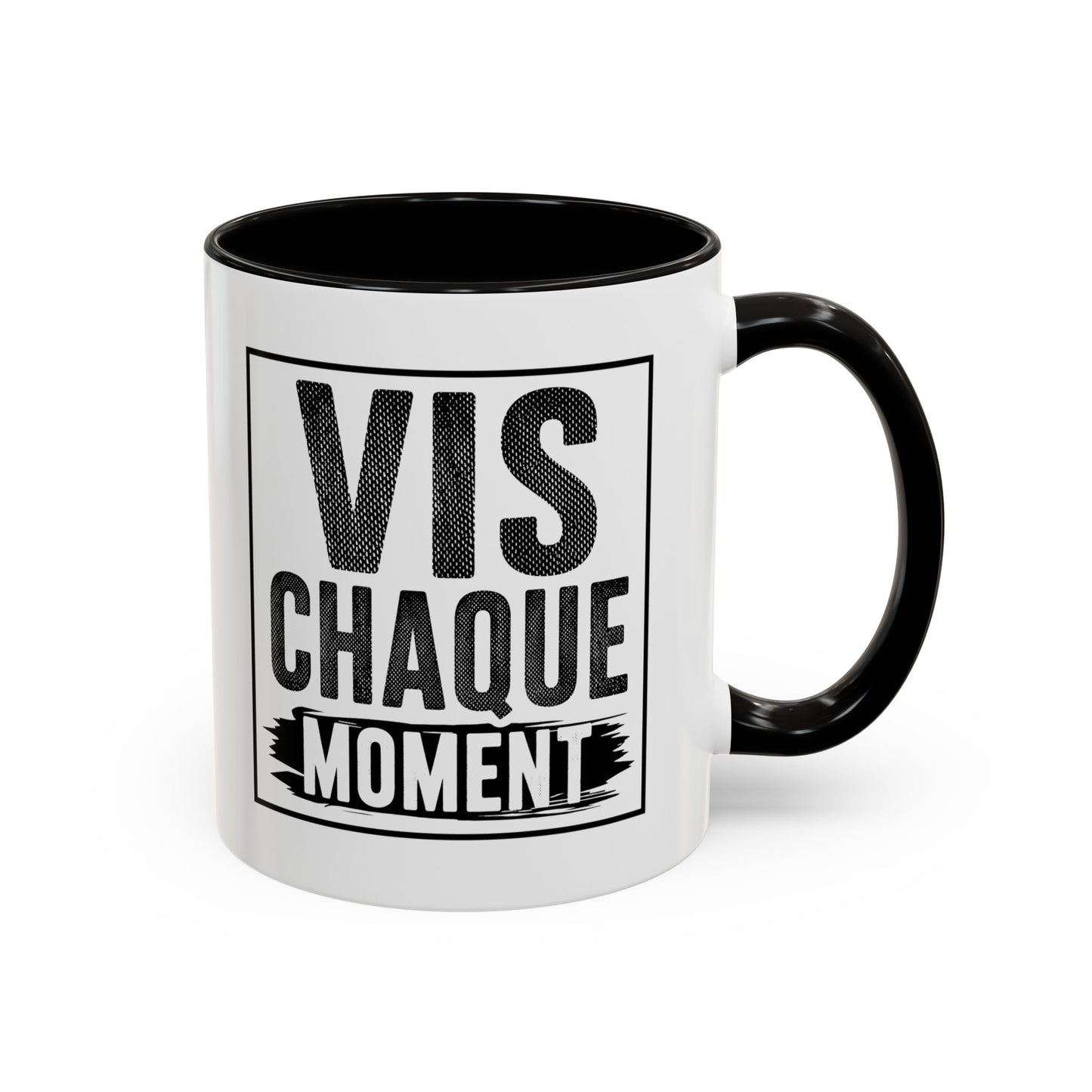 Mug Citation Positive – Vis Chaque Moment – Tasse Motivation Développement Personnel – Cadeau Homme et Femme Noir Bleu Rouge