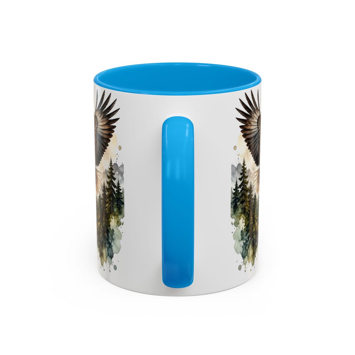 Mug Aigles en Vol au-dessus des Montagnes – Tasse Nature Sauvage Style Aquarelle – Cadeau Original Amoureux des Rapaces et Paysages