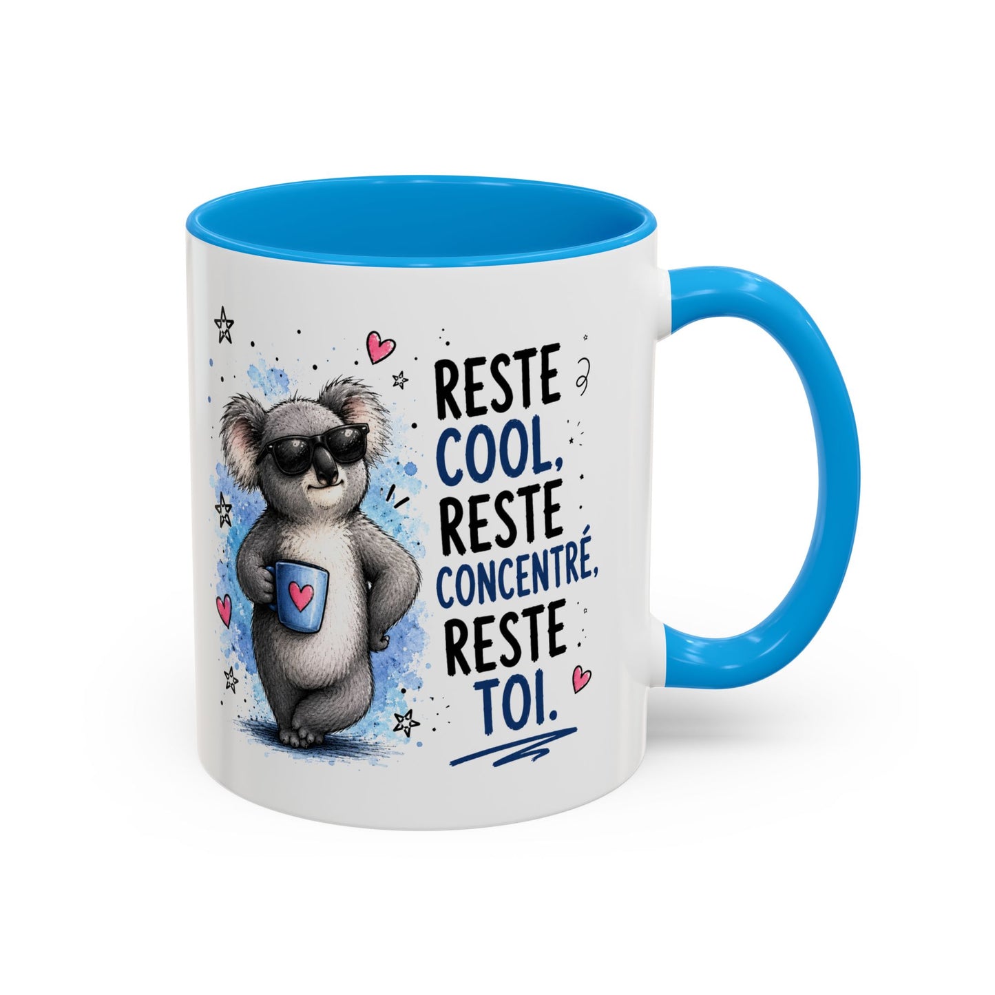 Tasse Koala Drôle Homme Femme – Mug Reste cool reste concentré reste toi – Cadeau Humour Positif 325 ml