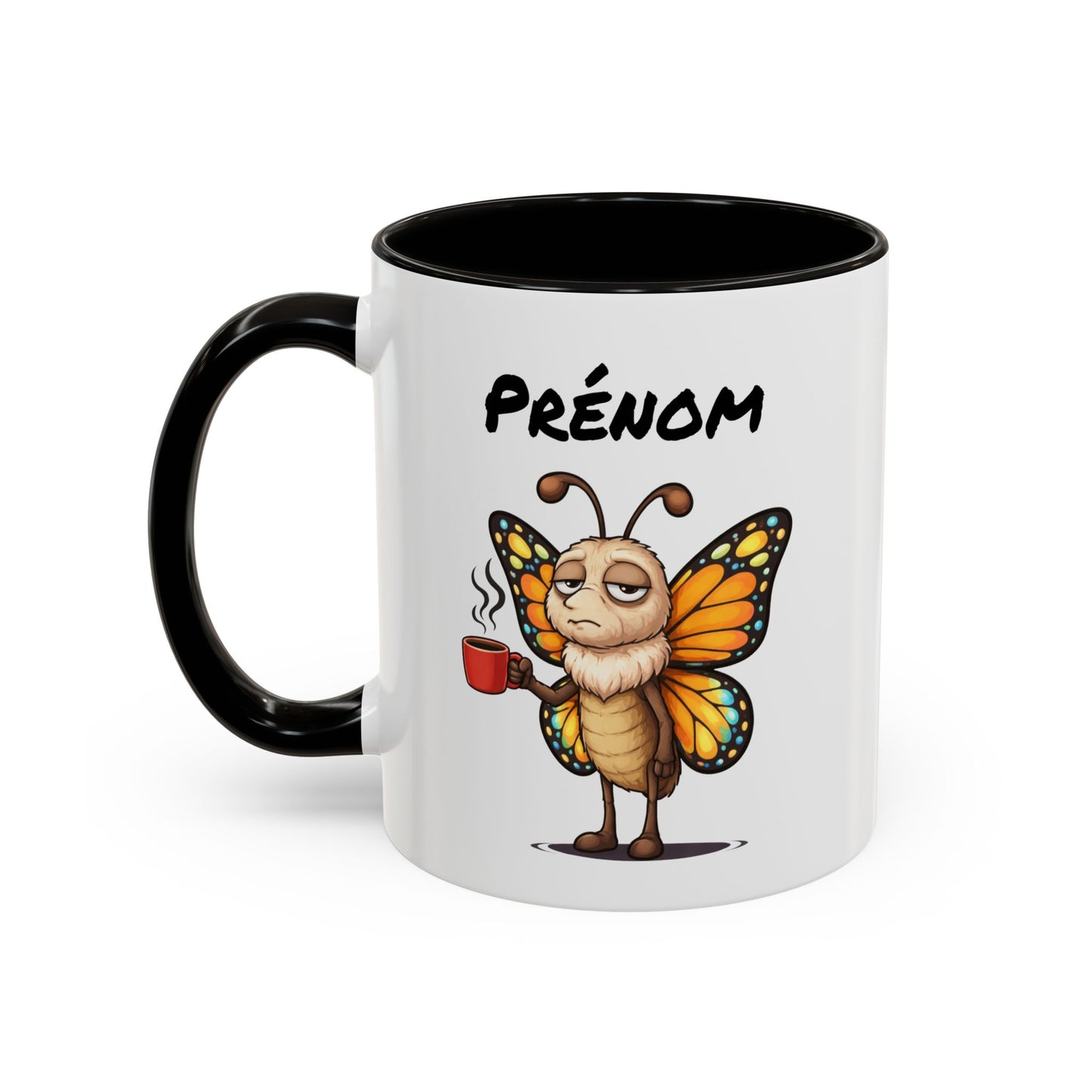 Tasse Papillon avec Café – Mug Insecte Humoristique Fatigue – Illustration Cartoon 325ml