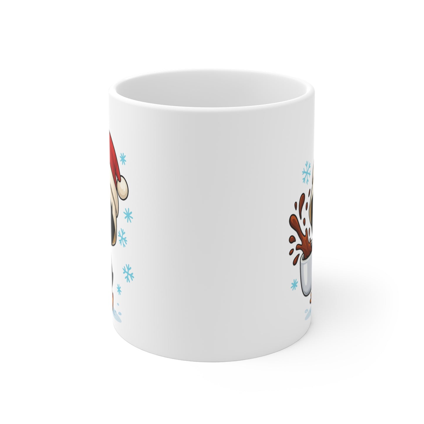 Mug Céramique Calimero  Poussin Noël – Tasse Festive Flocons Mignonne 325ml – Cadeau Original Café