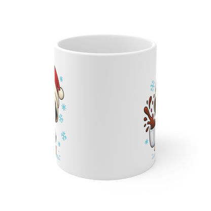 Mug Céramique Calimero  Poussin Noël – Tasse Festive Flocons Mignonne 325ml – Cadeau Original Café