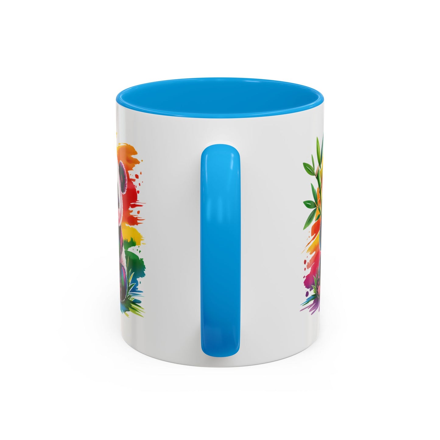 Mug Panda Mignon Coloré – Tasse Animal Bambou Design Arc-en-Ciel – Cadeau Original Enfant Adulte – Céramique 325ml Noir Bleu Rouge