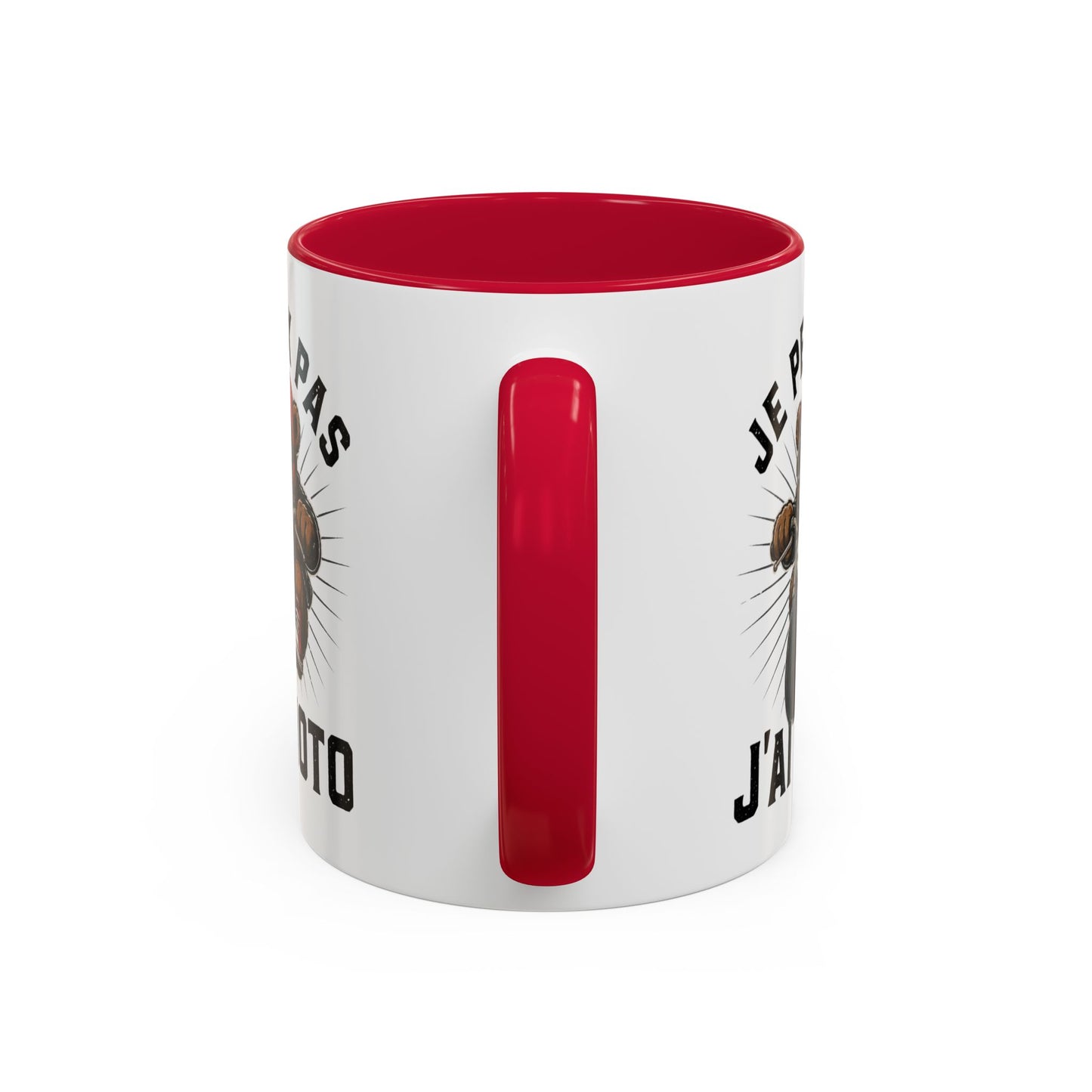 Mug Je Peux Pas J’ai Moto – Tasse Ours Motard Drôle Vintage – Cadeau Original Passionné de Moto et Biker – Céramique 325ml Noir Bleu Rouge