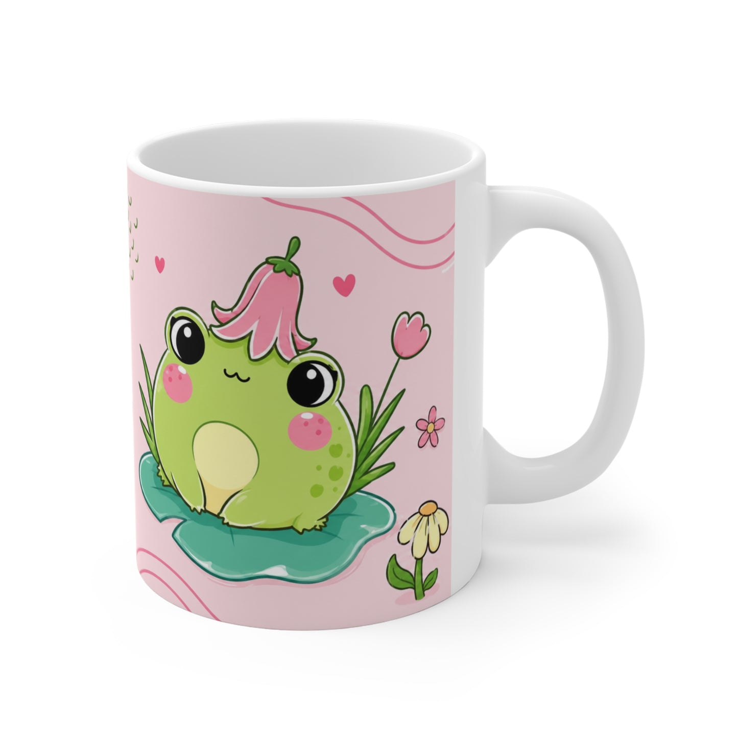 Tasse Grenouille Kawaii – Mug Frogs Cute et Floral – Cadeau Femme Fille Enfant 325ml