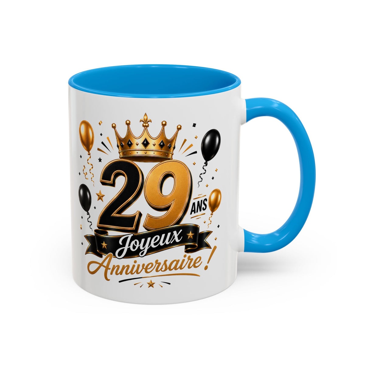 Mug Joyeux 29 Ans – Tasse Anniversaire 29 Ans – Cadeau Original pour Femme Homme – Idée Cadeau 29e Anniversaire Noir Bleu Rouge