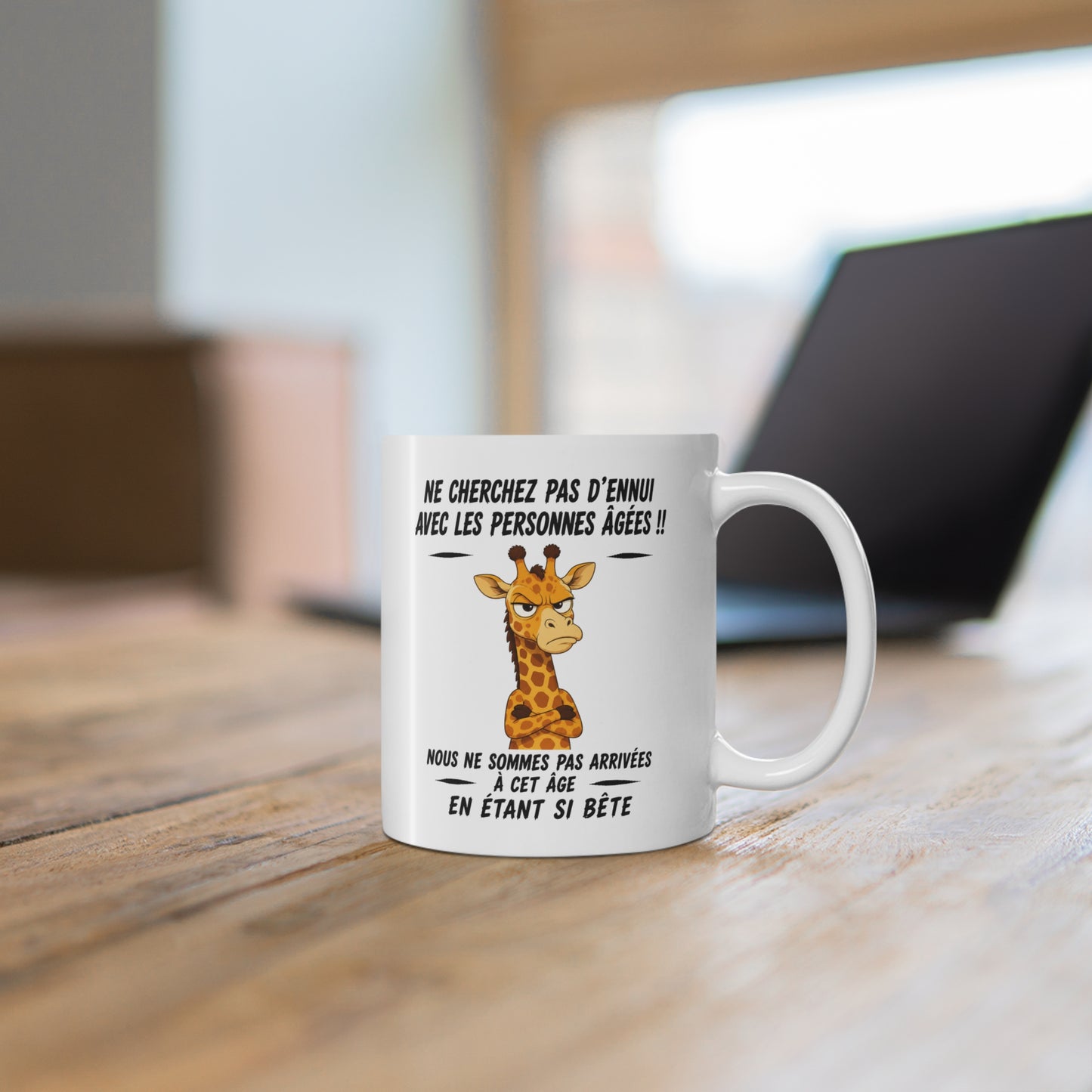 Tasse Retraite Humour – Mug Girafe Drôle Personne Âgée – Cadeau Senior Homme Femme 325ml