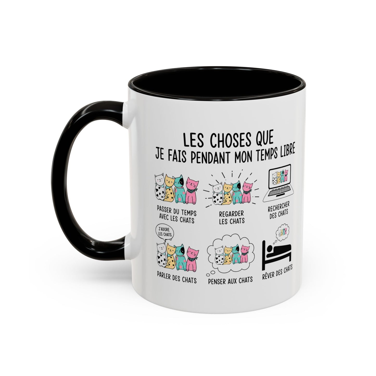 Tasse Humour Chat Homme et Femme – Les Choses Que Je Fais Pendant Mon Temps Libre – Mug Amoureux des Chats – Cadeau Original – Céramique 325 ml