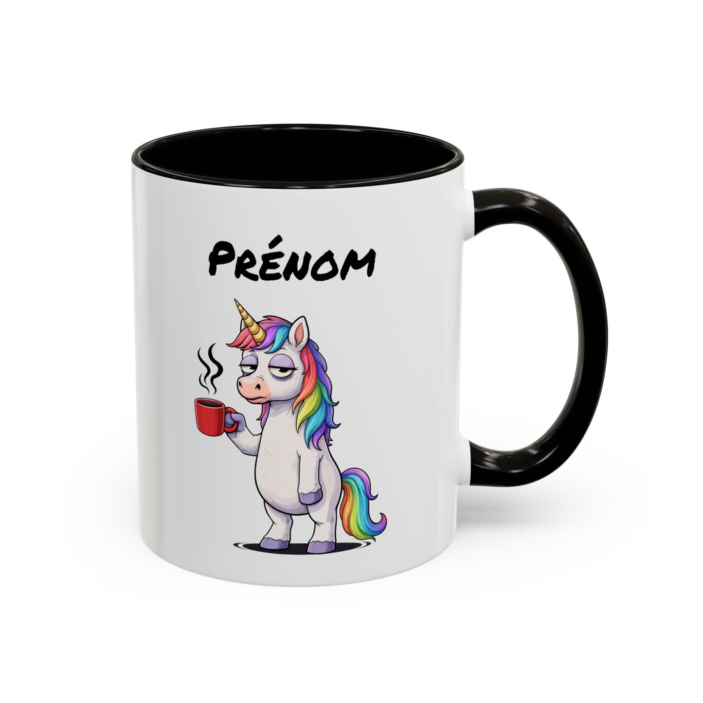 Tasse Licorne Fatiguée avec Café – Mug Fantaisie Arc-en-ciel – Illustration Animal Mignon 325ml