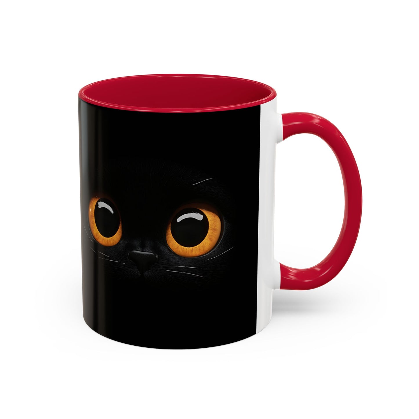 Mug Chat Noir Yeux Jaunes – Tasse Regard Mystérieux Chat – Cadeau Original Amoureux des Chats 325ml