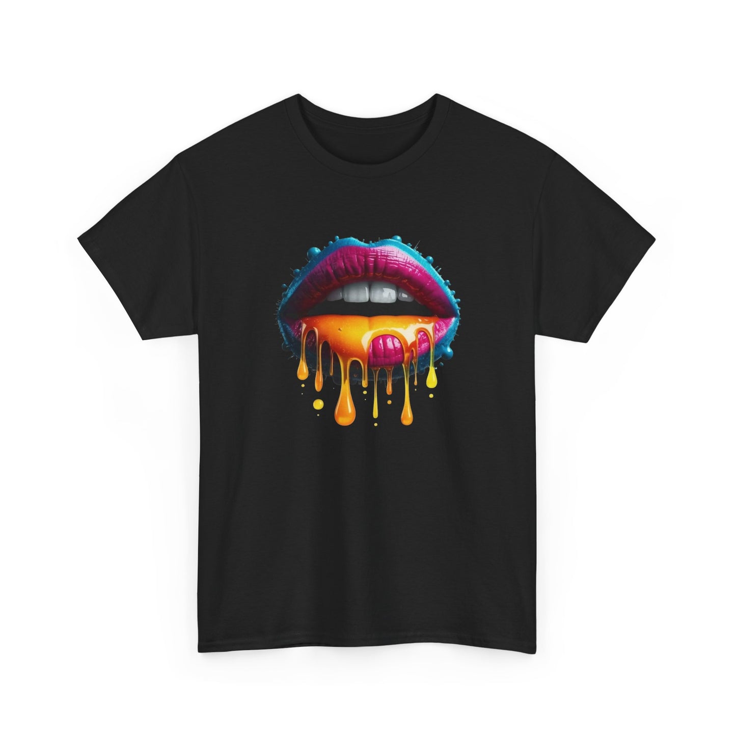 T-Shirt Lèvres Colorées Pop Art – Tee Shirt Bouche Dripping Moderne – Cadeau Tendance Streetwear Noir Blanc Gris