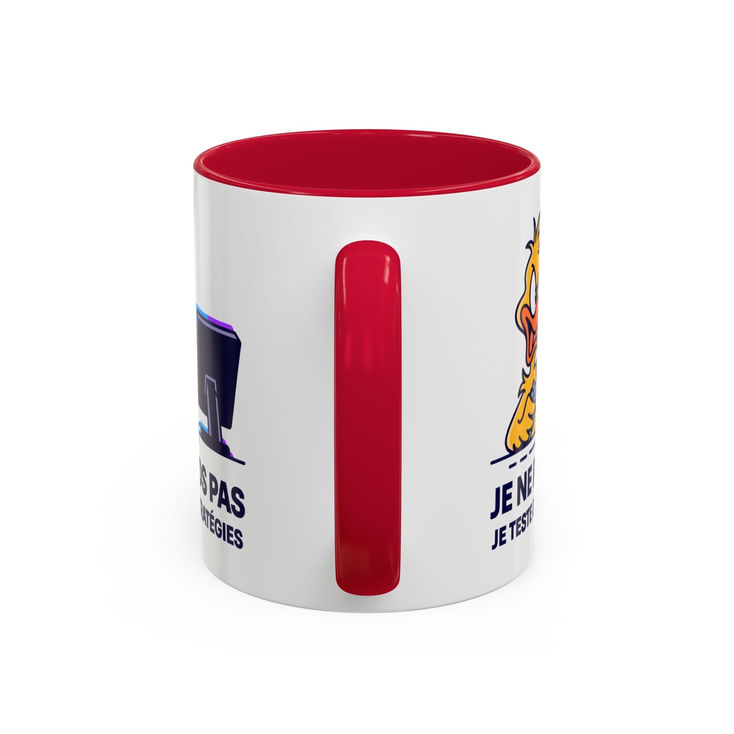 Mug Gamer Humour Canard – Je Ne Perds Pas Je Teste Des Stratégies – Tasse Gaming Drôle Console Jeux Vidéo – Cadeau Gamer Homme Femme – Céramique 325ml Noir Bleu Rouge