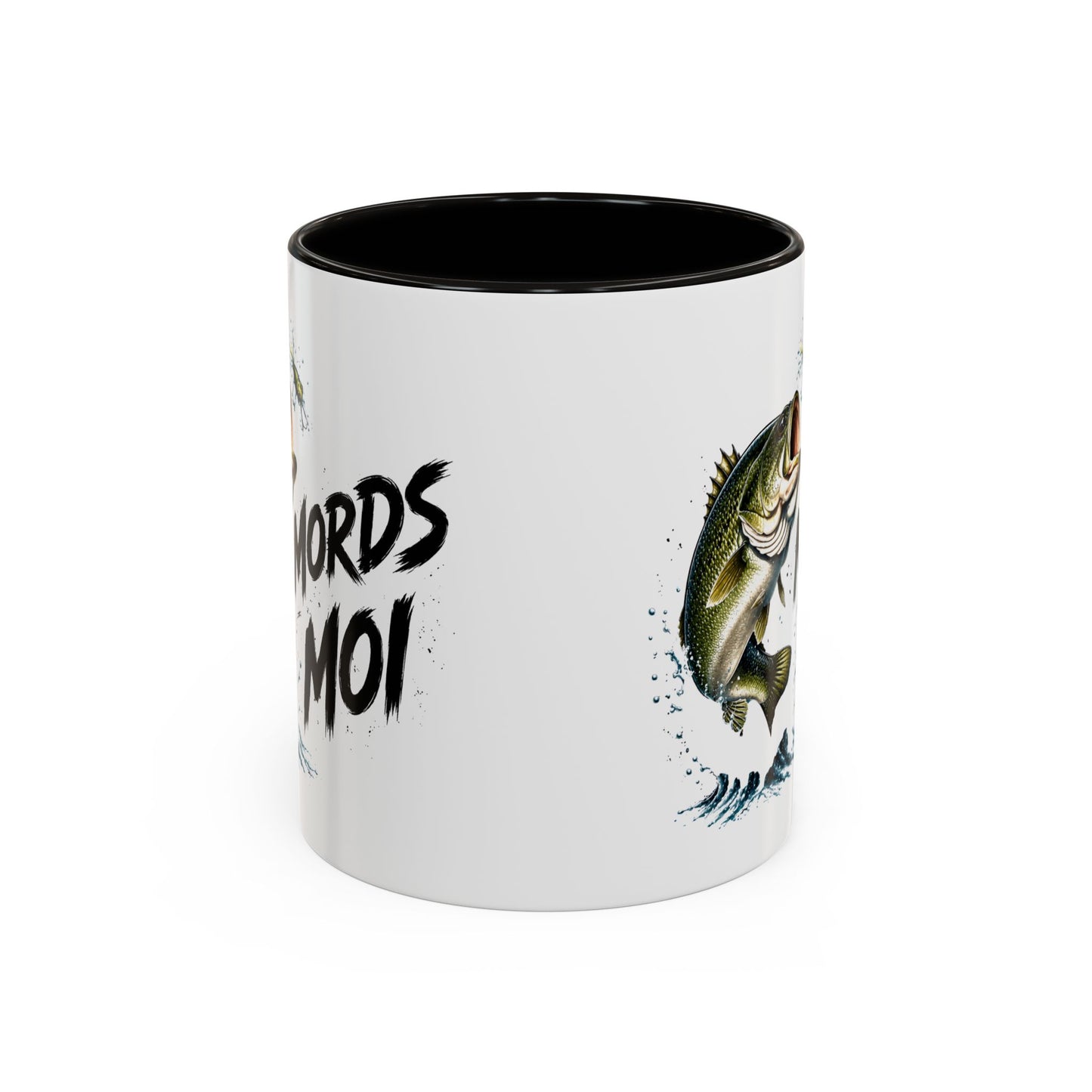 Mug Pêche Humoristique – Tasse Poisson avec Leurre – Cadeau Homme Amateur de Lac, Rivière et Plein Air – 325 ml Noir Bleu Rouge