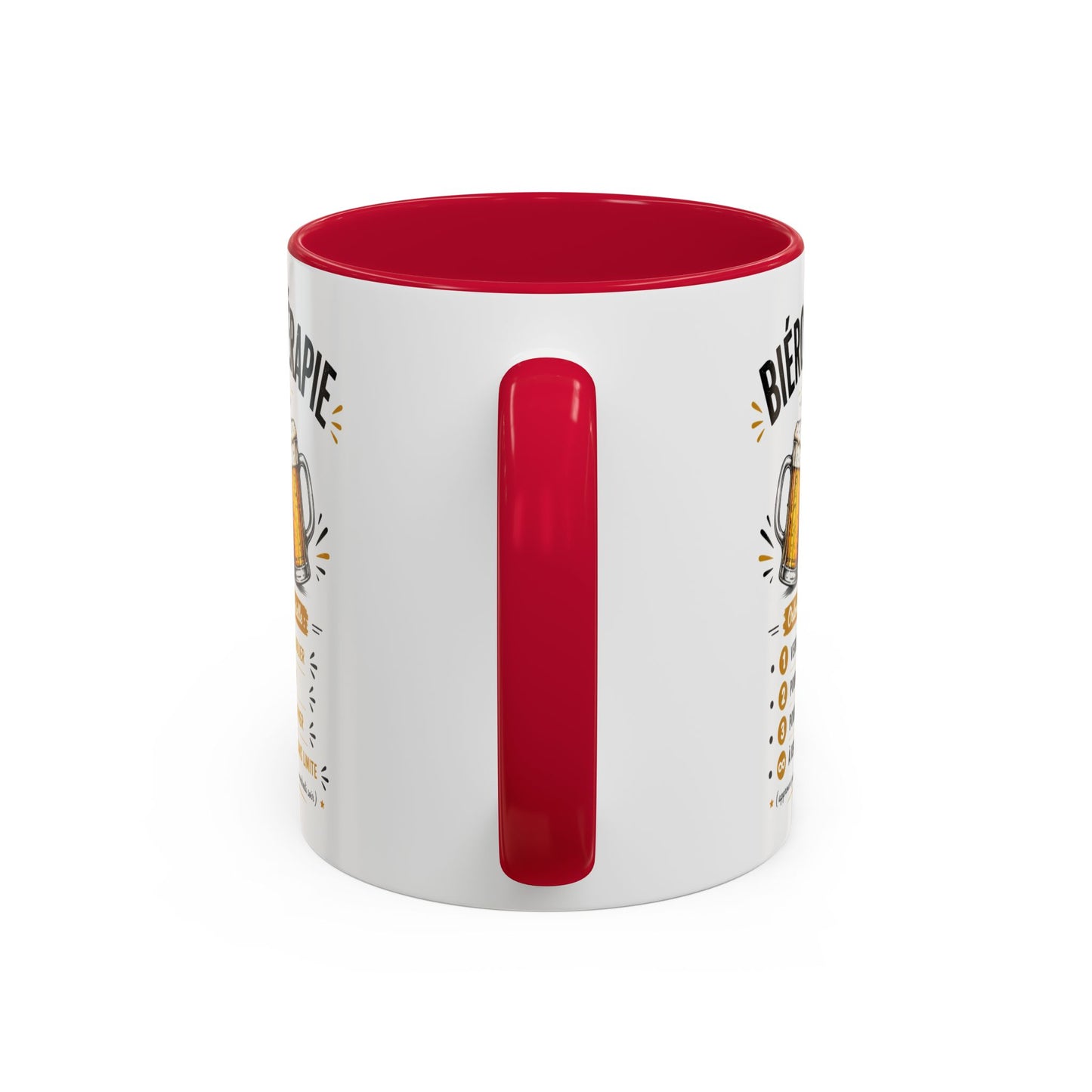 Mug Bièreothérapie Drôle – Tasse Humour Bière et Apéro – Cadeau Original Amateur de Bière – Céramique 325ml Noir Bleu Rouge