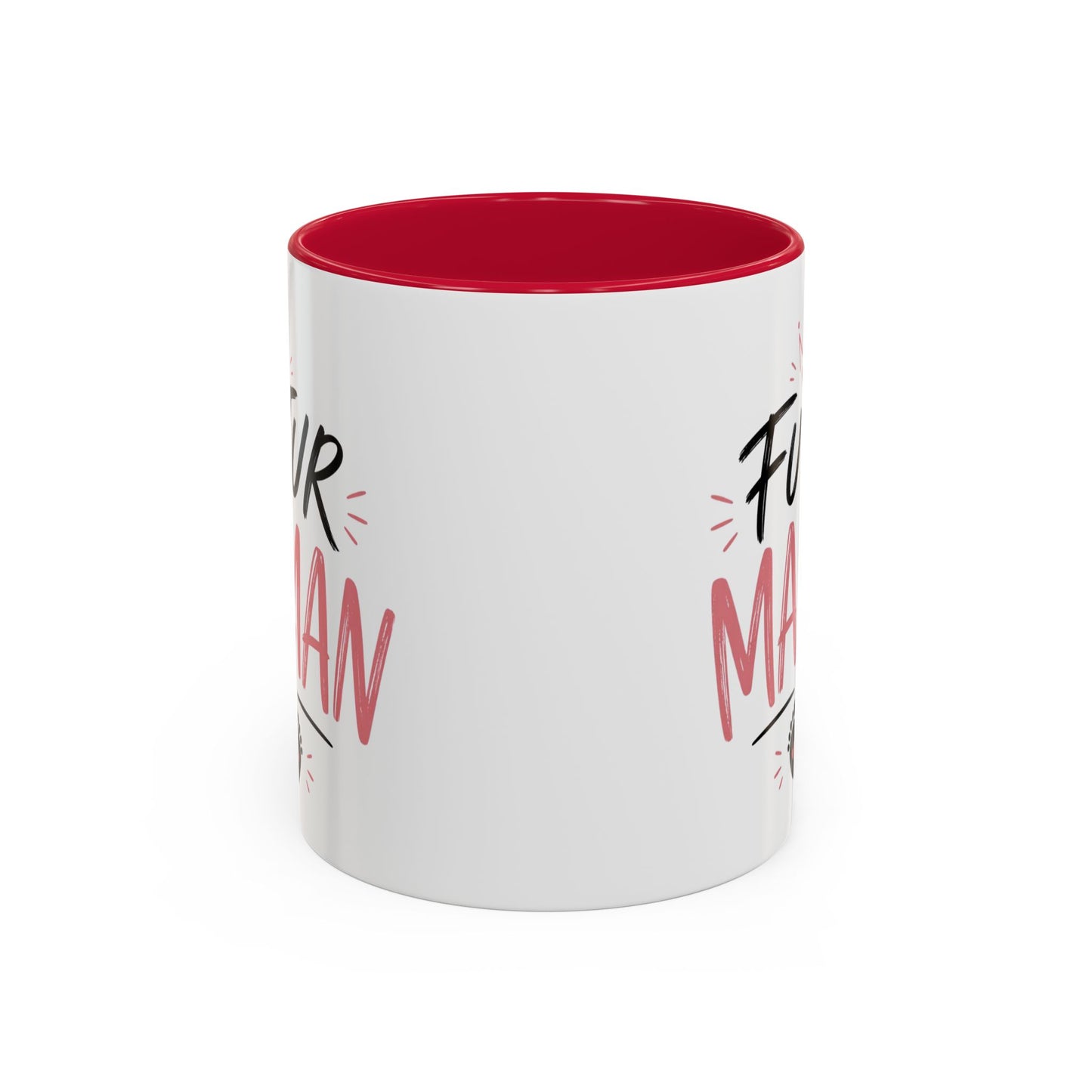 Mug Future Maman – Tasse Grossesse Rose avec Couronne et Cœurs – Cadeau Future Mère Baby Shower – Céramique 325ml Noir Bleu Rouge