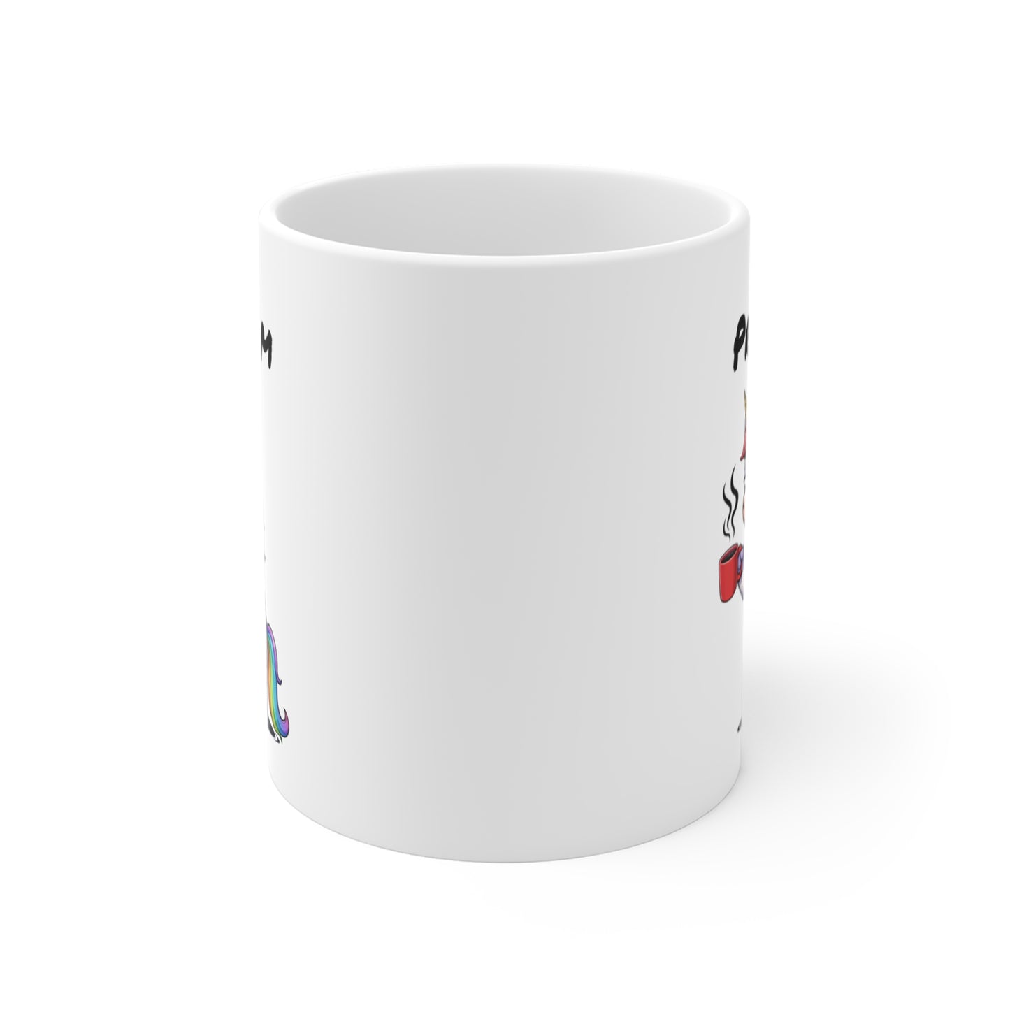 Tasse Licorne Fatiguée avec Café – Mug Fantaisie Arc-en-ciel – Illustration Animal Mignon 325ml – Idée Cadeau Originale