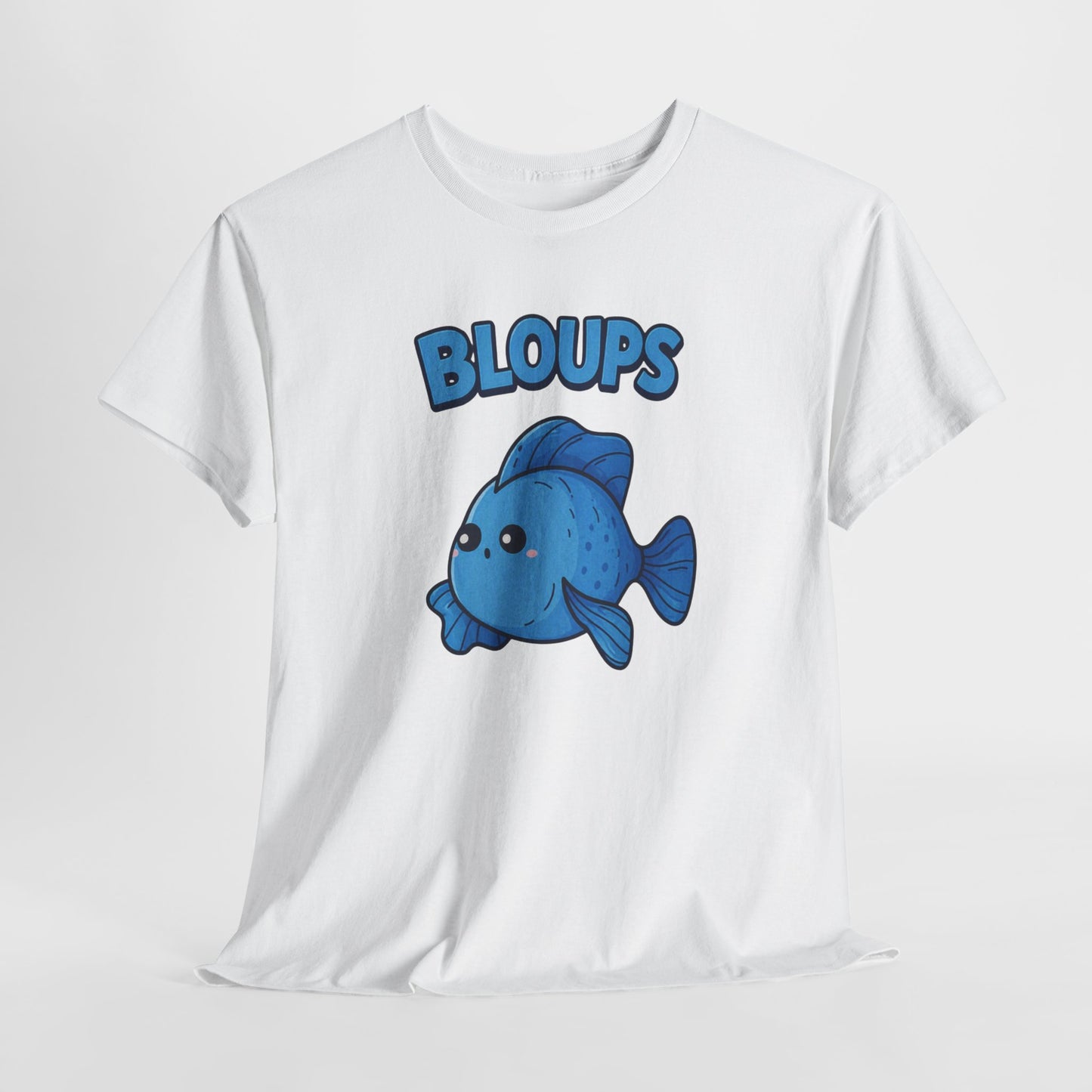 T-Shirt Humour Poisson Homme – Bloups Poisson Drôle Kawaii – Cadeau Original Amateur d’Aquarium et Animaux Marins