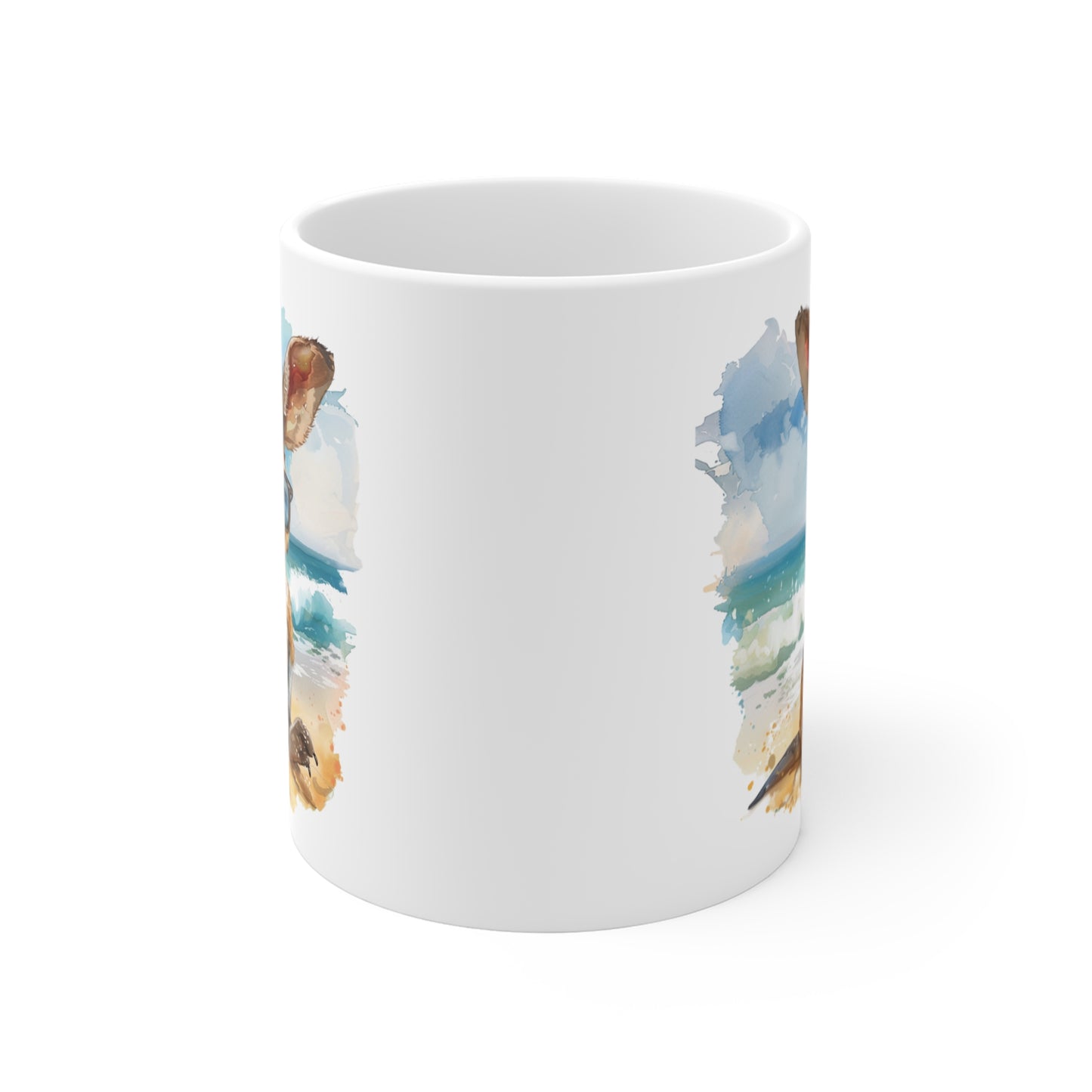 Mug Kangourou à la Plage – Tasse Aquarelle Été et Soleil – Cadeau Original Animal Australien Céramique 325ml