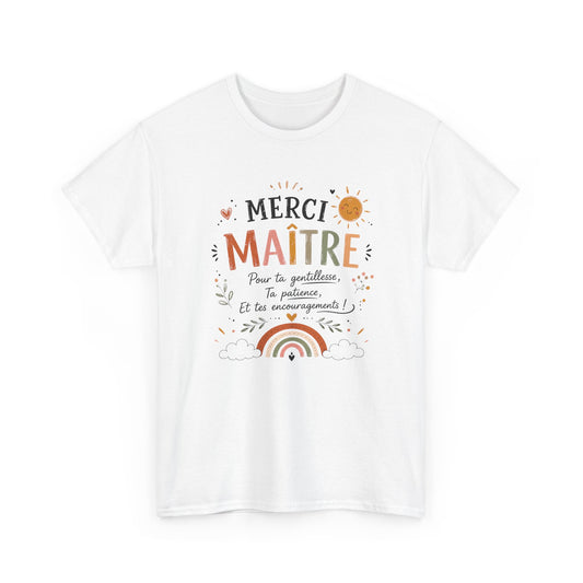 Tee-Shirt Merci Maître Homme – Cadeau Fin d’Année Scolaire Enseignant École Primaire Remerciement Institututeur