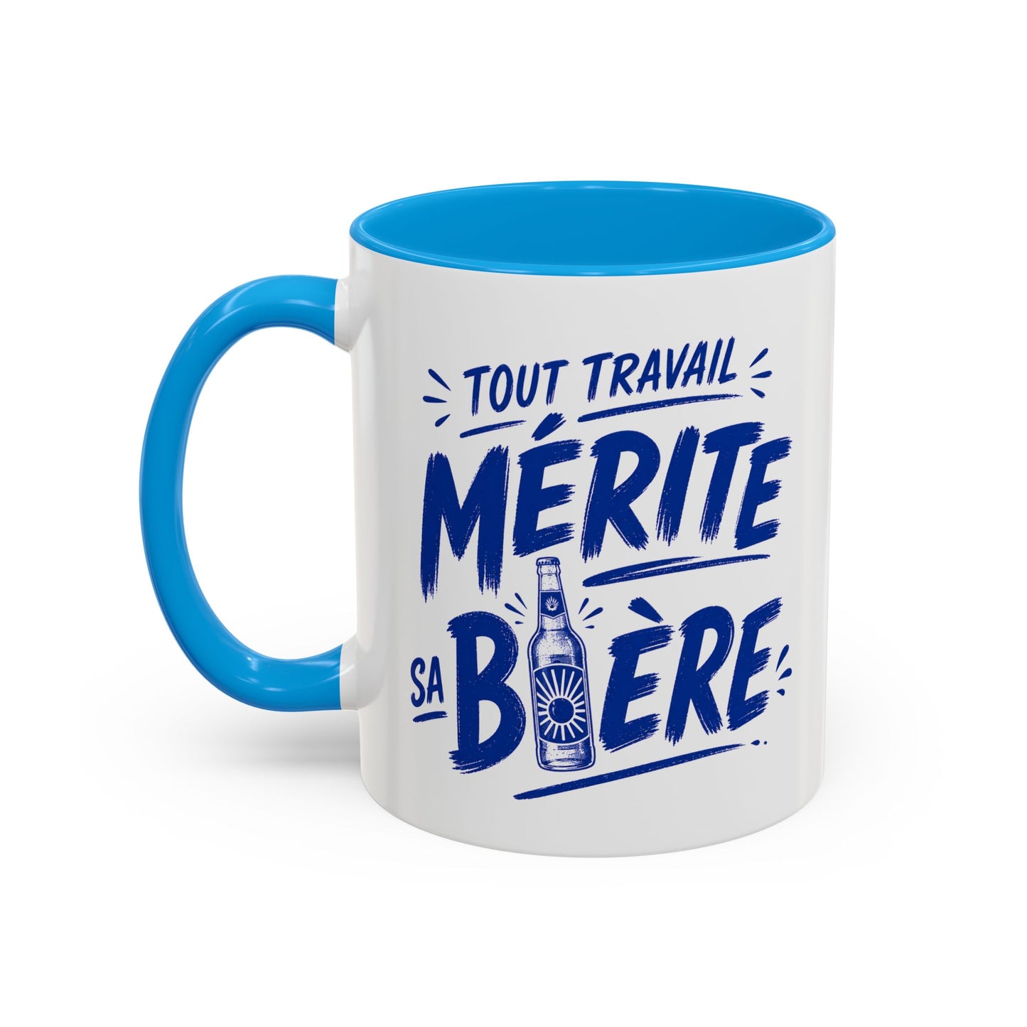 Mug Humour Homme Bière – Tasse “Tout Travail Mérite sa Bière” – Cadeau Original Collègue Travail Bière 325ml