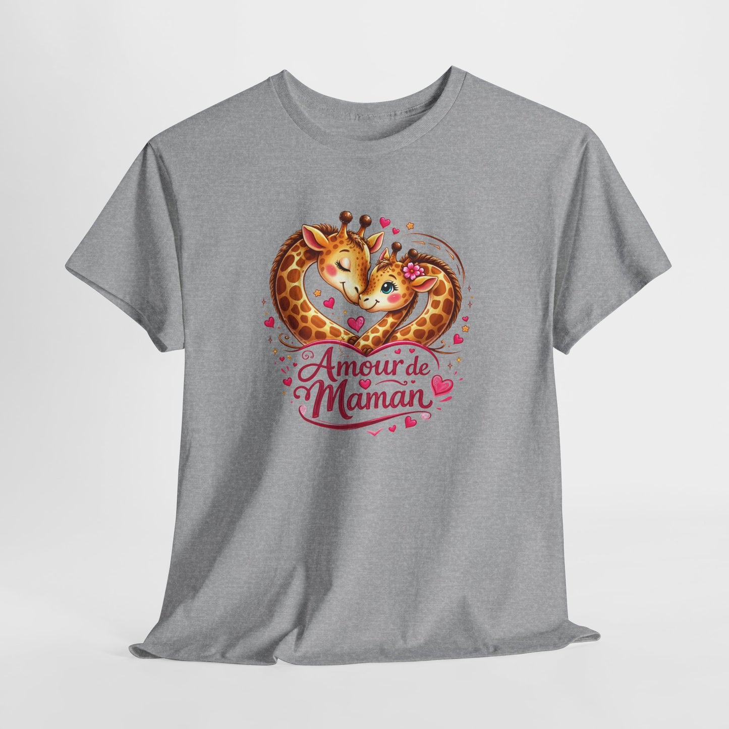 T-Shirt Amour de Maman Girafe – Design Mignon Animaux Cœur – Cadeau Fête des Mères
