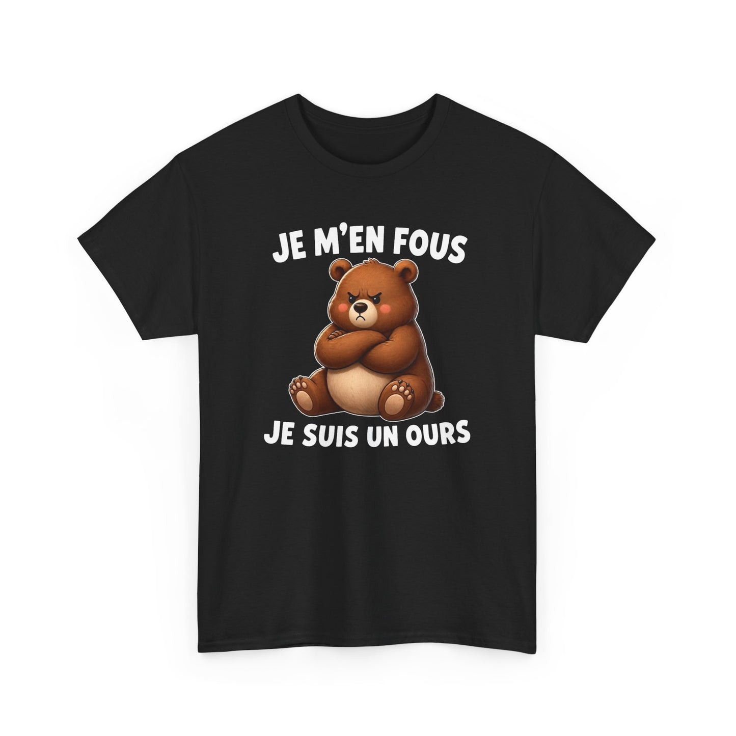 Tee Shirt Je M’En Fous Je Suis Un Ours – T-Shirt Humour Ours Grincheux – Cadeau Homme Femme Animal Mignon et Sarcastique