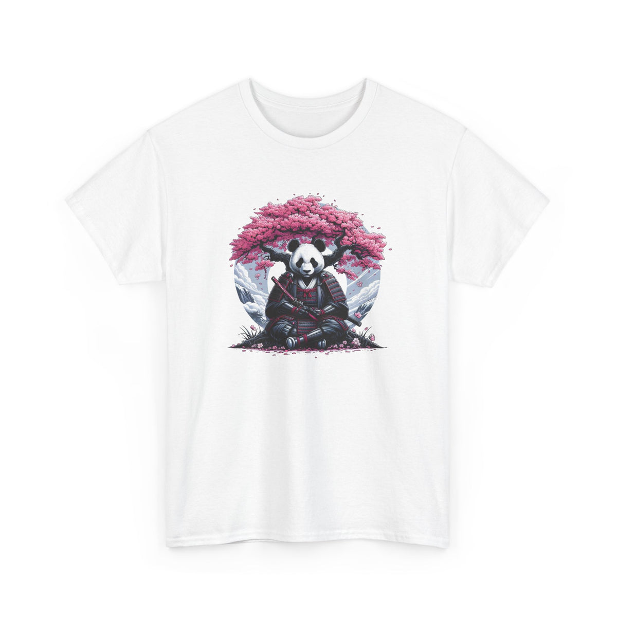 Tee Shirt Panda Samouraï Homme Femme – T-Shirt Panda Guerrier Japonais – Cerisier Japonais Rose – Design Japon Original