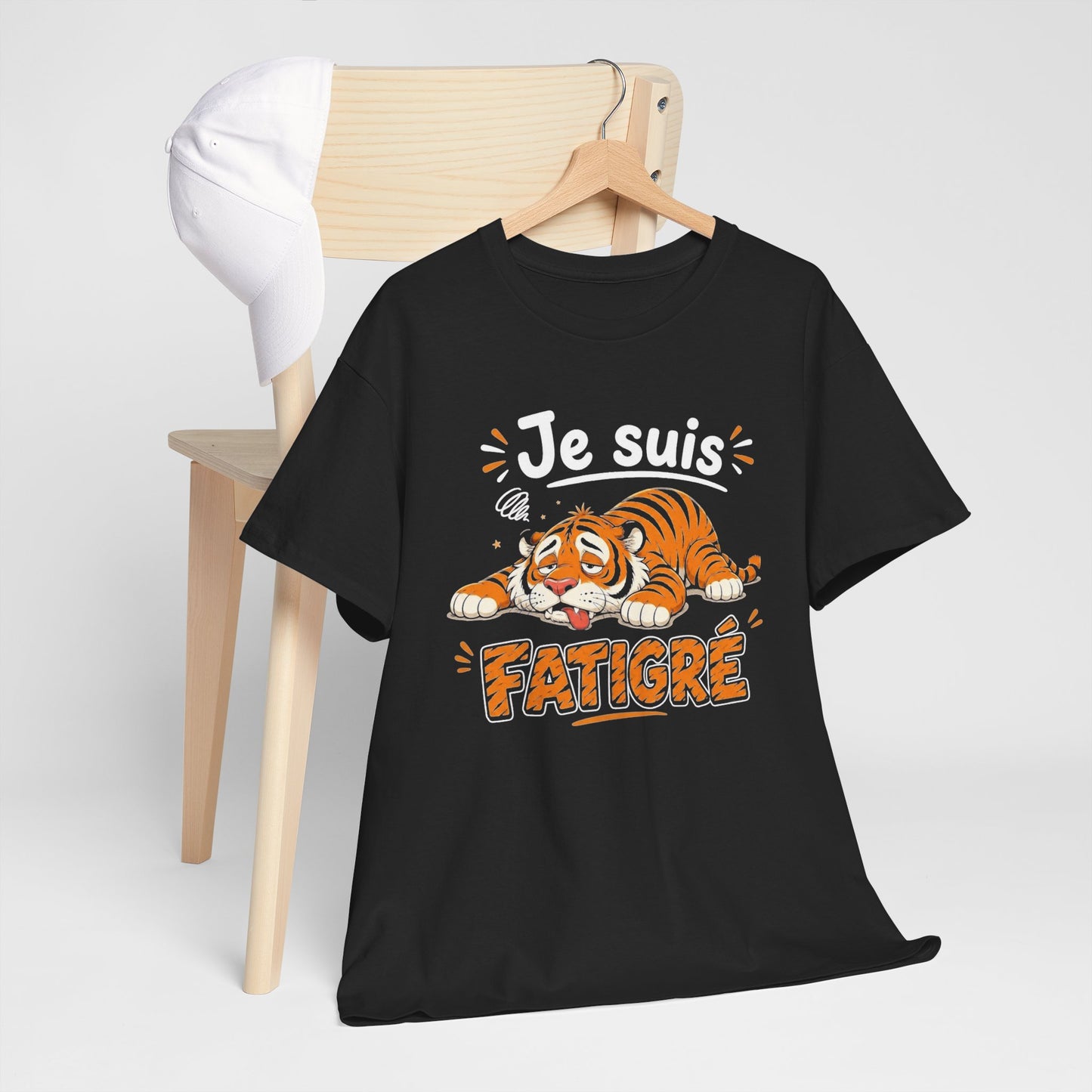 Tee Shirt Humour Homme et Femme Je Suis Fatigré Tigre Fatigué Cartoon Cadeau Original