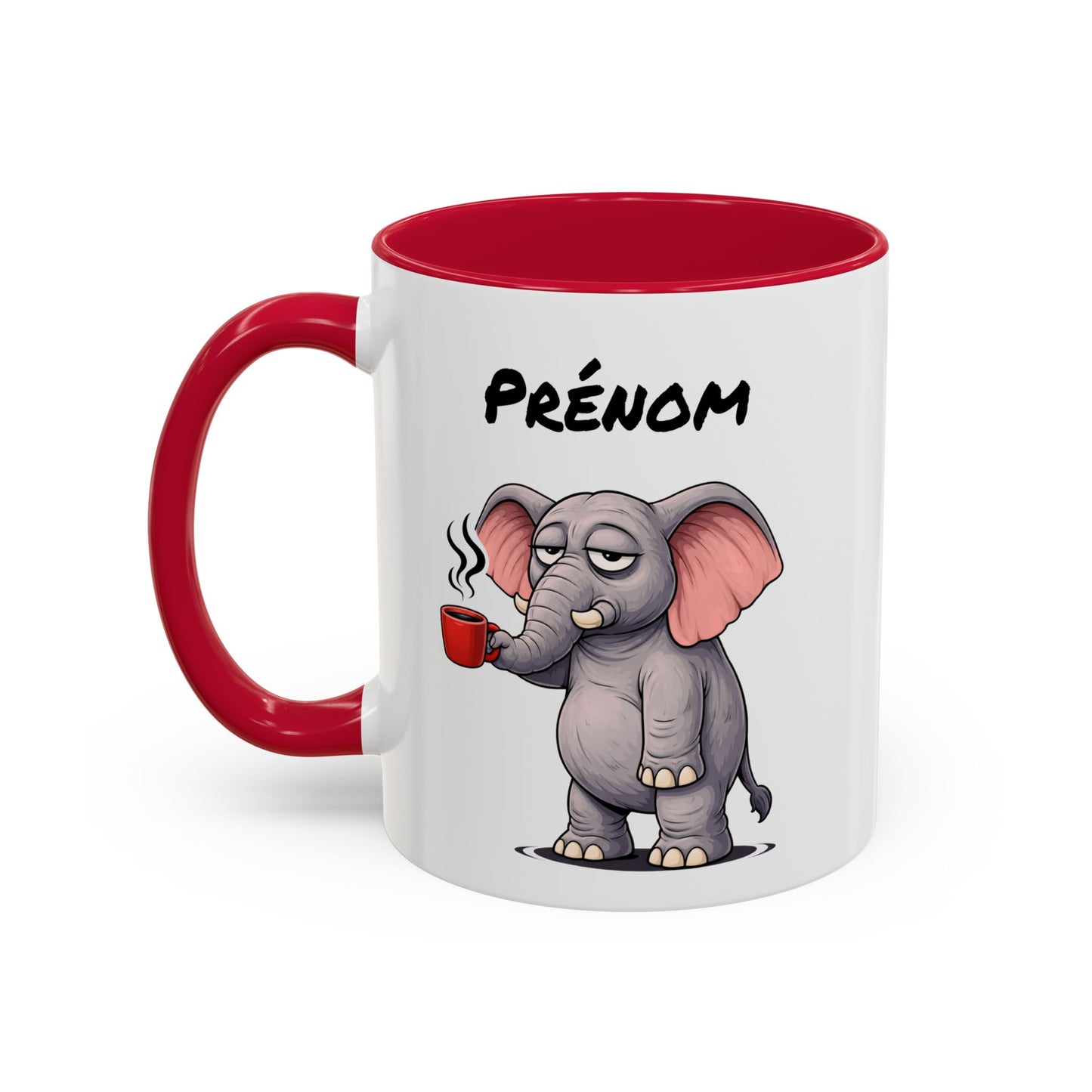 Tasse Éléphant avec Café – Mug Animal Mignon Humoristique – Illustration Éléphant Fatigue 325ml